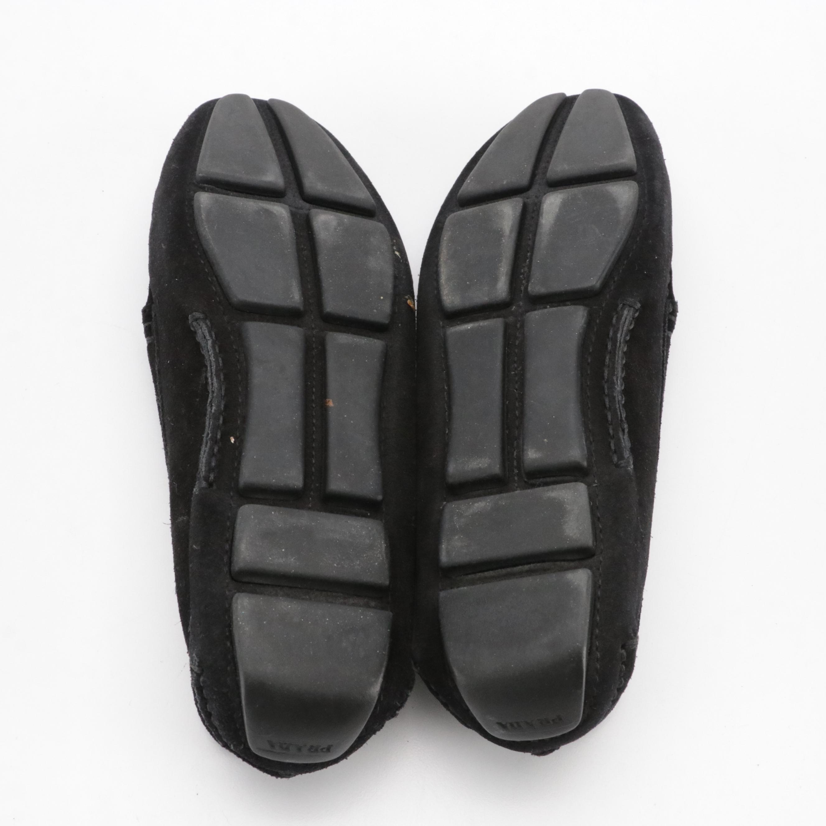 Prada Black Suede Loafers