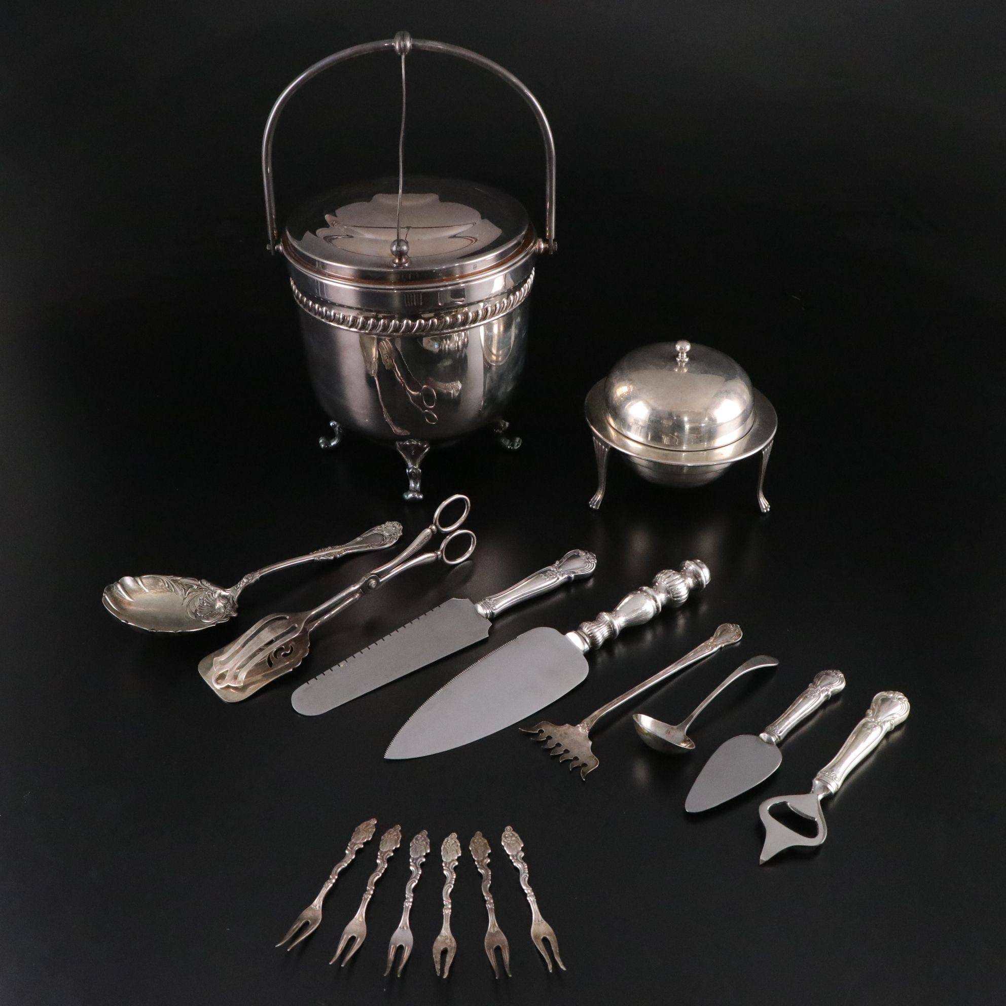 Sterling Silver Serving Utensils, Ice Bucket & Other Serveware