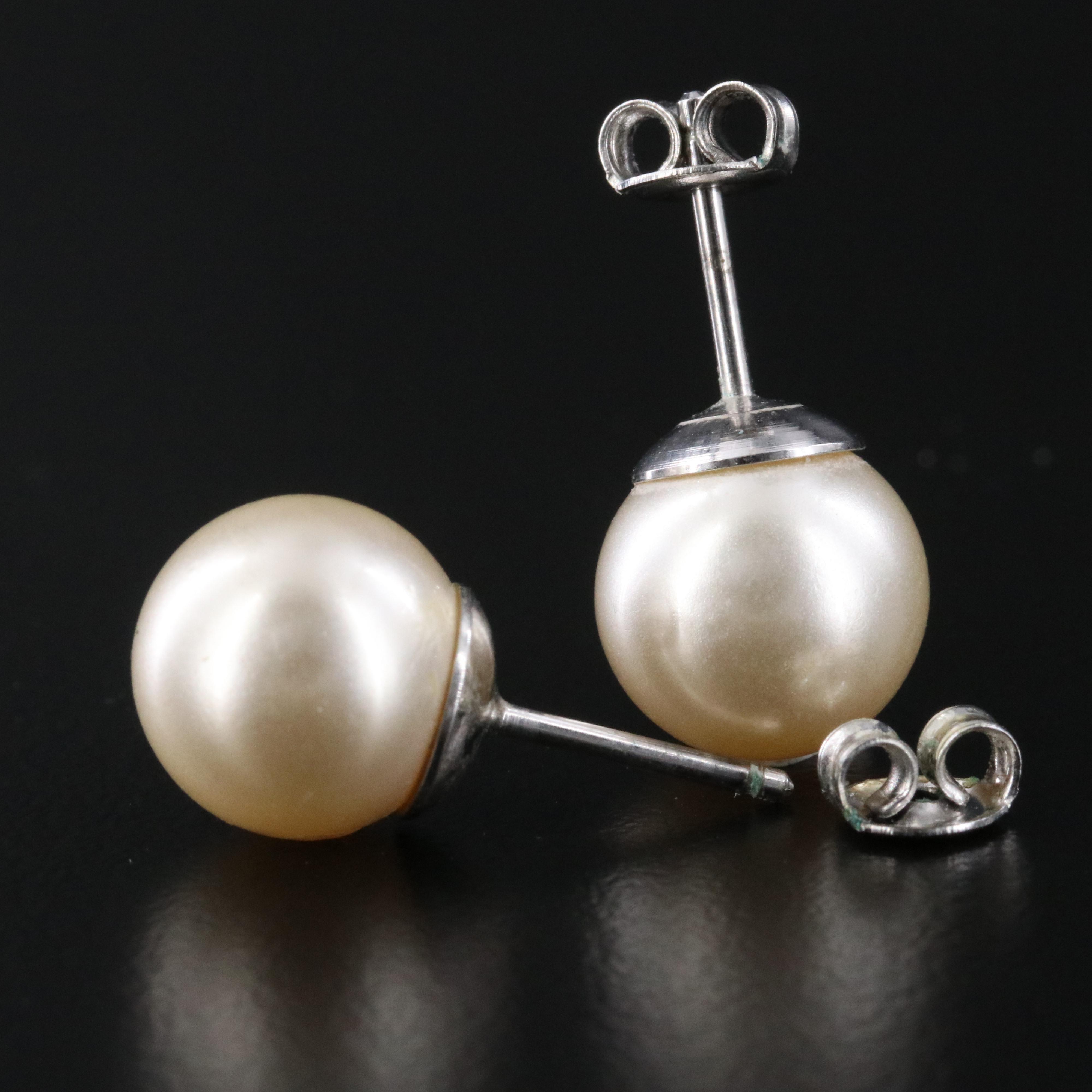 Faux Pearl Stud Earrings