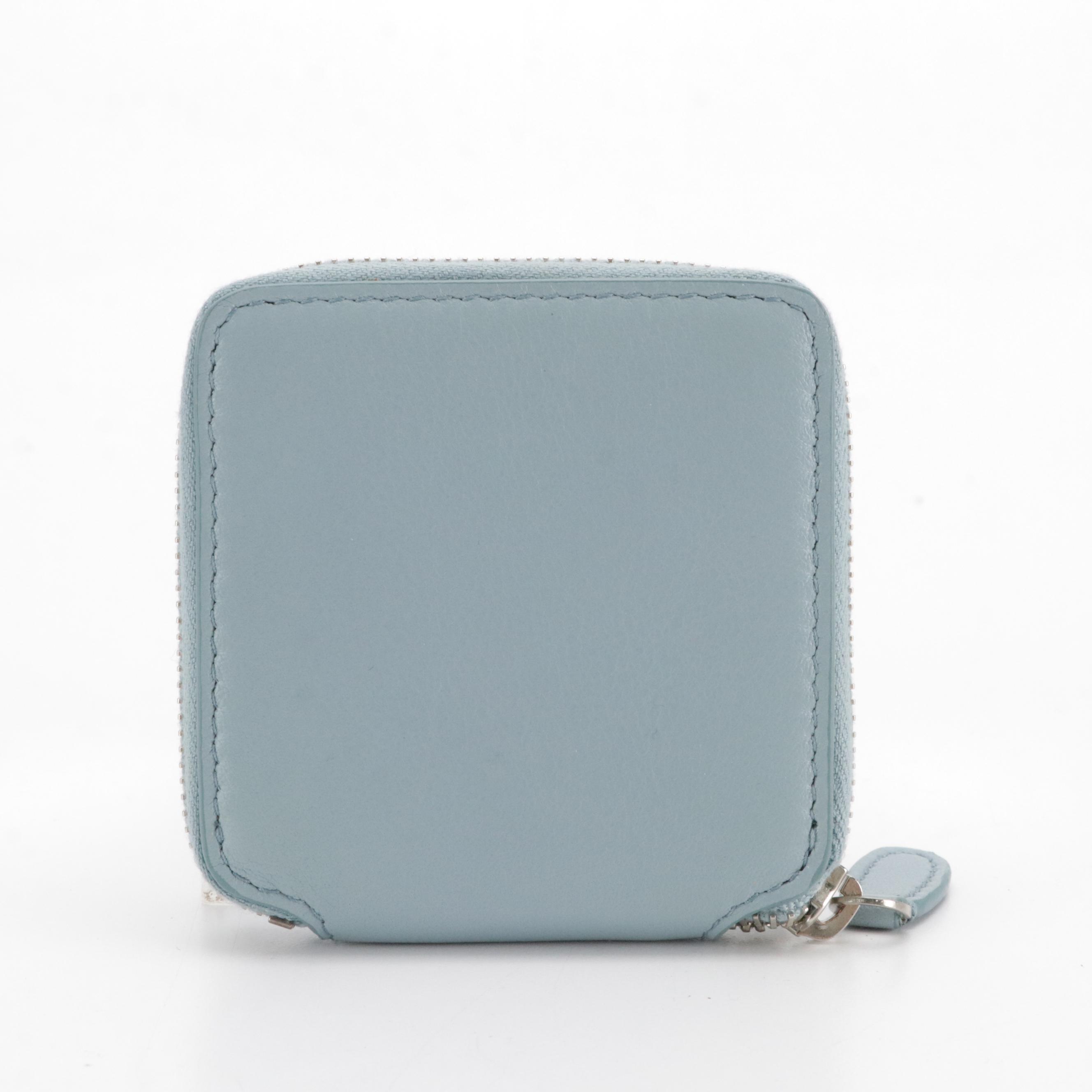 Balenciaga Ville Coin Case in Light Blue Calfskin Leather