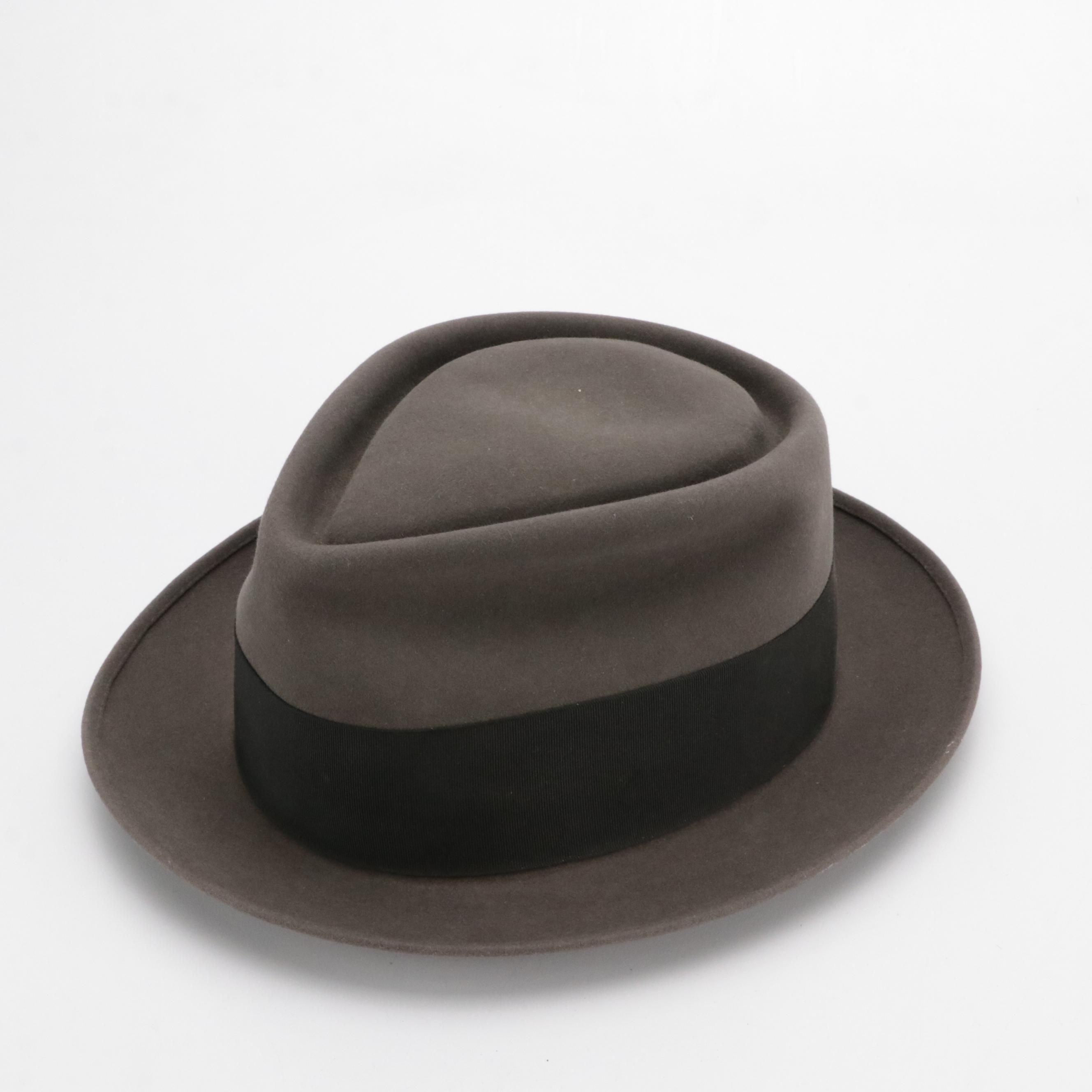 Dobbs Felted Wool Fedora Hat with Wide Grosgrain Band