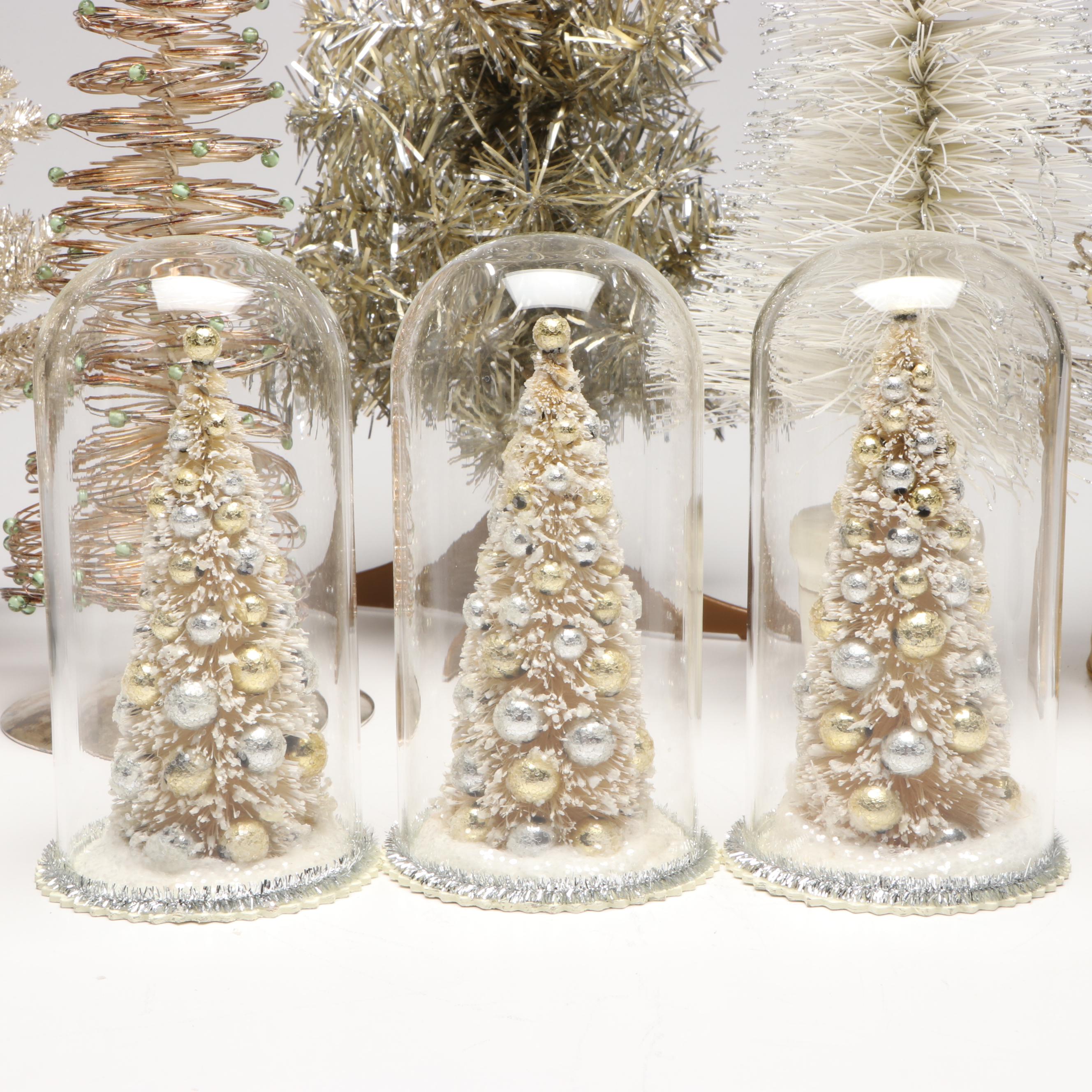 Handcrafted Antique Jewelry and Charm Cloche Christmas Tree with More Décor