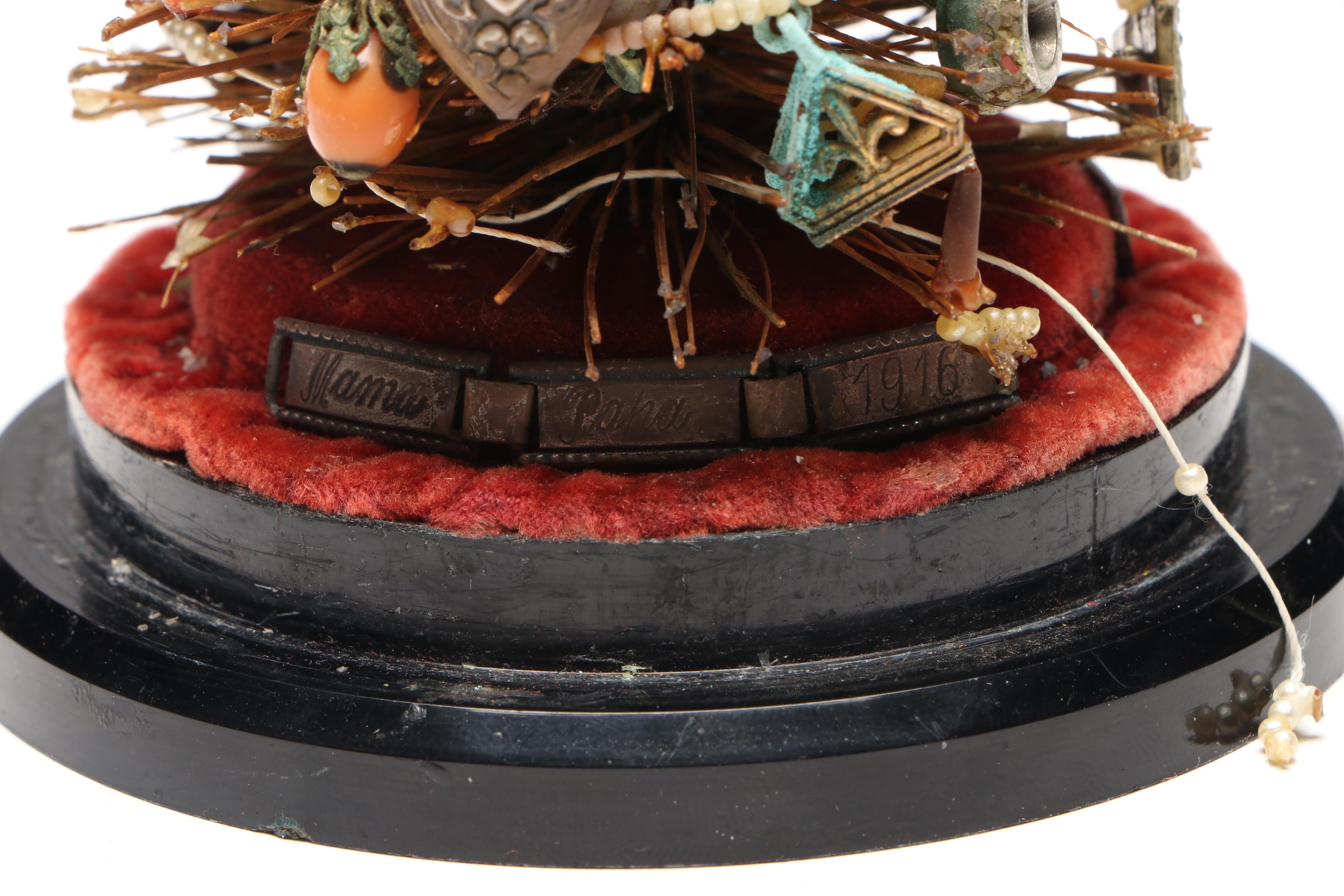 Handcrafted Antique Jewelry and Charm Cloche Christmas Tree with More Décor