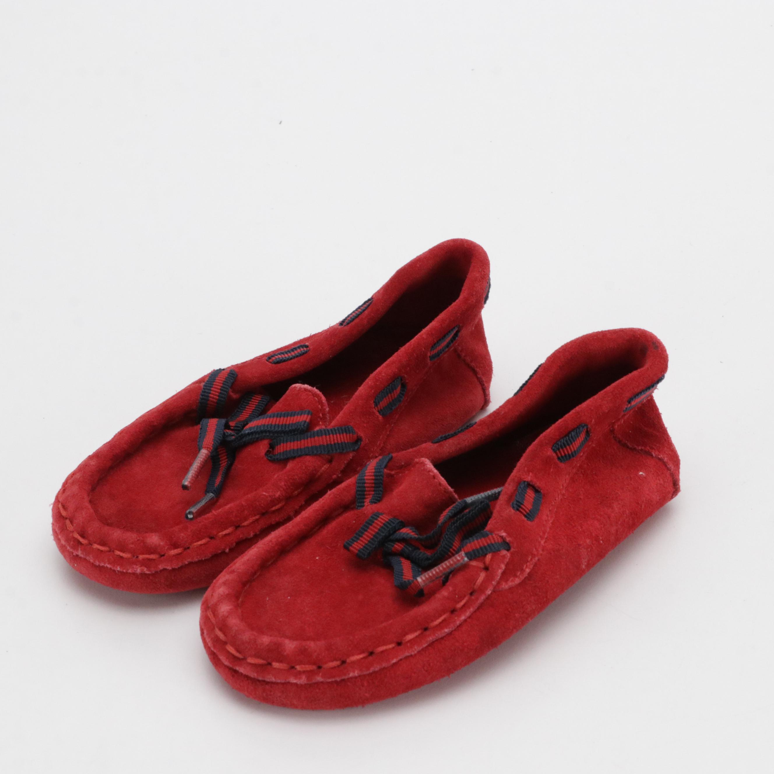 Children's Gucci Vintage Suede Moccasin Bow Slippers