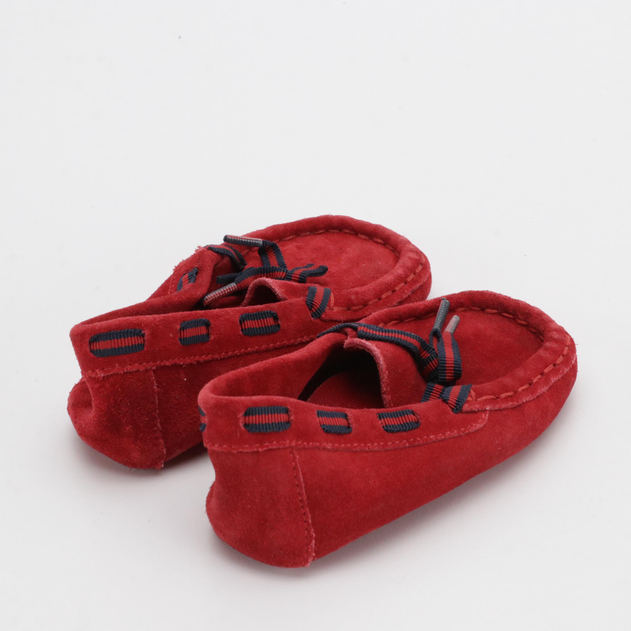 Children's Gucci Vintage Suede Moccasin Bow Slippers