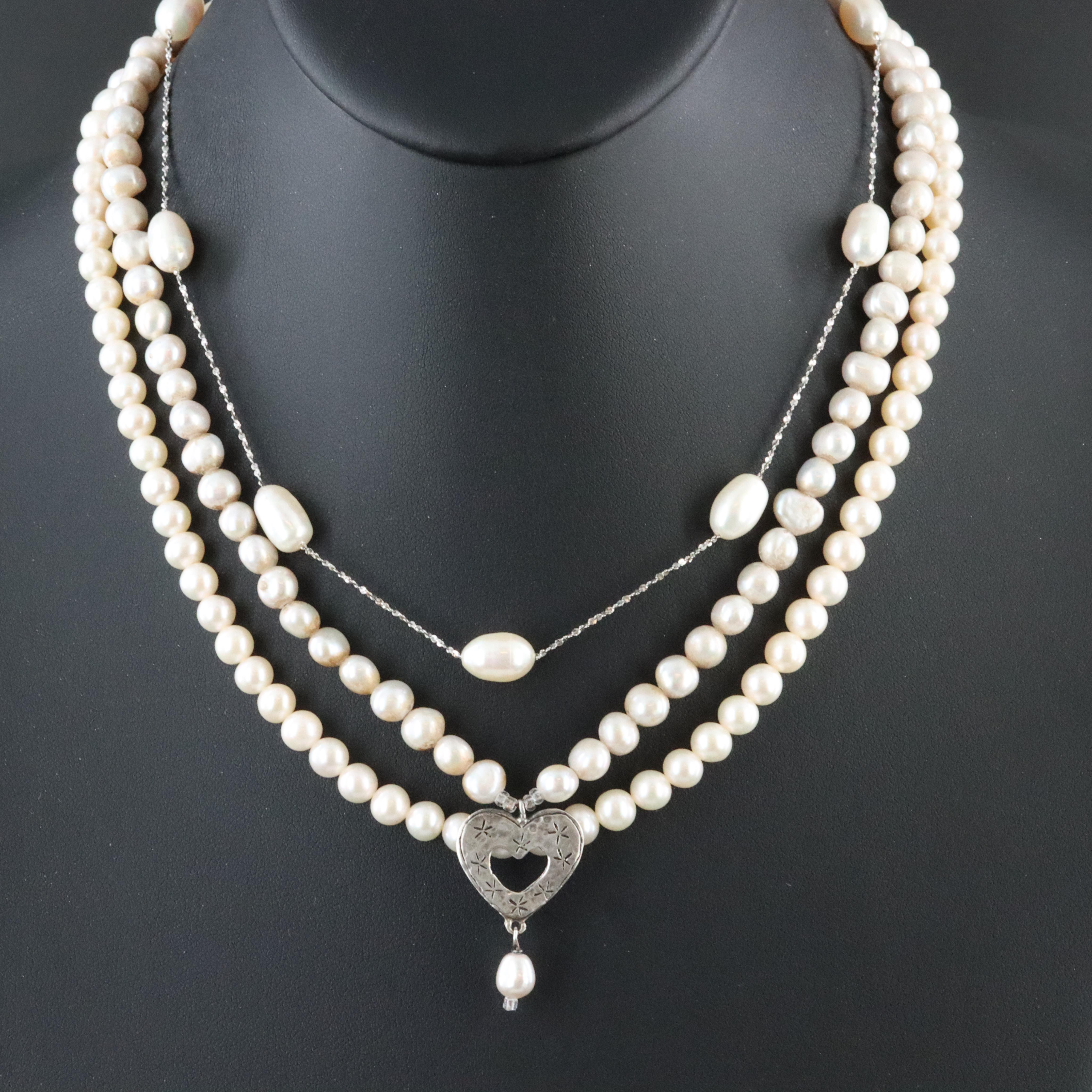 Sterling Pearl Necklaces