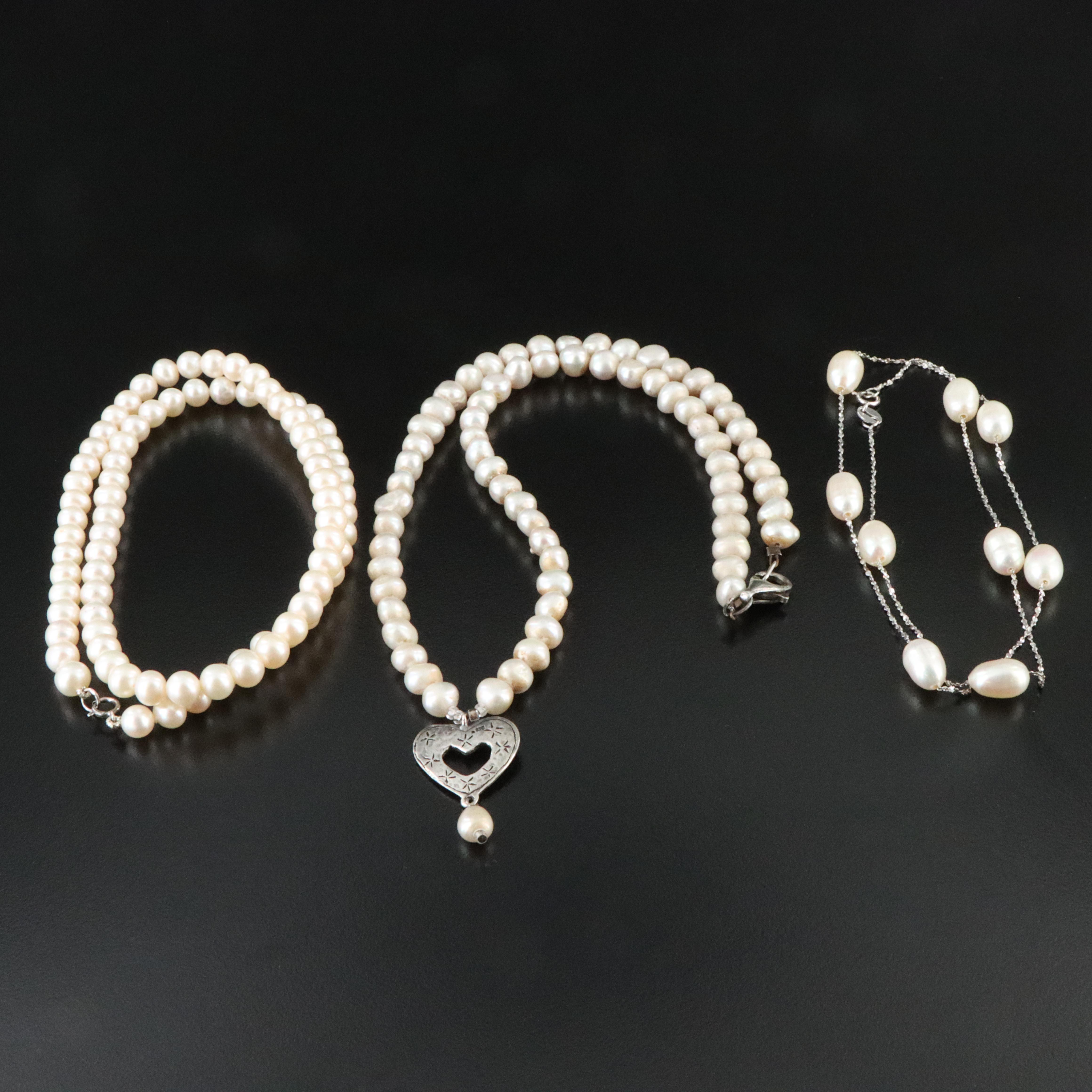 Sterling Pearl Necklaces