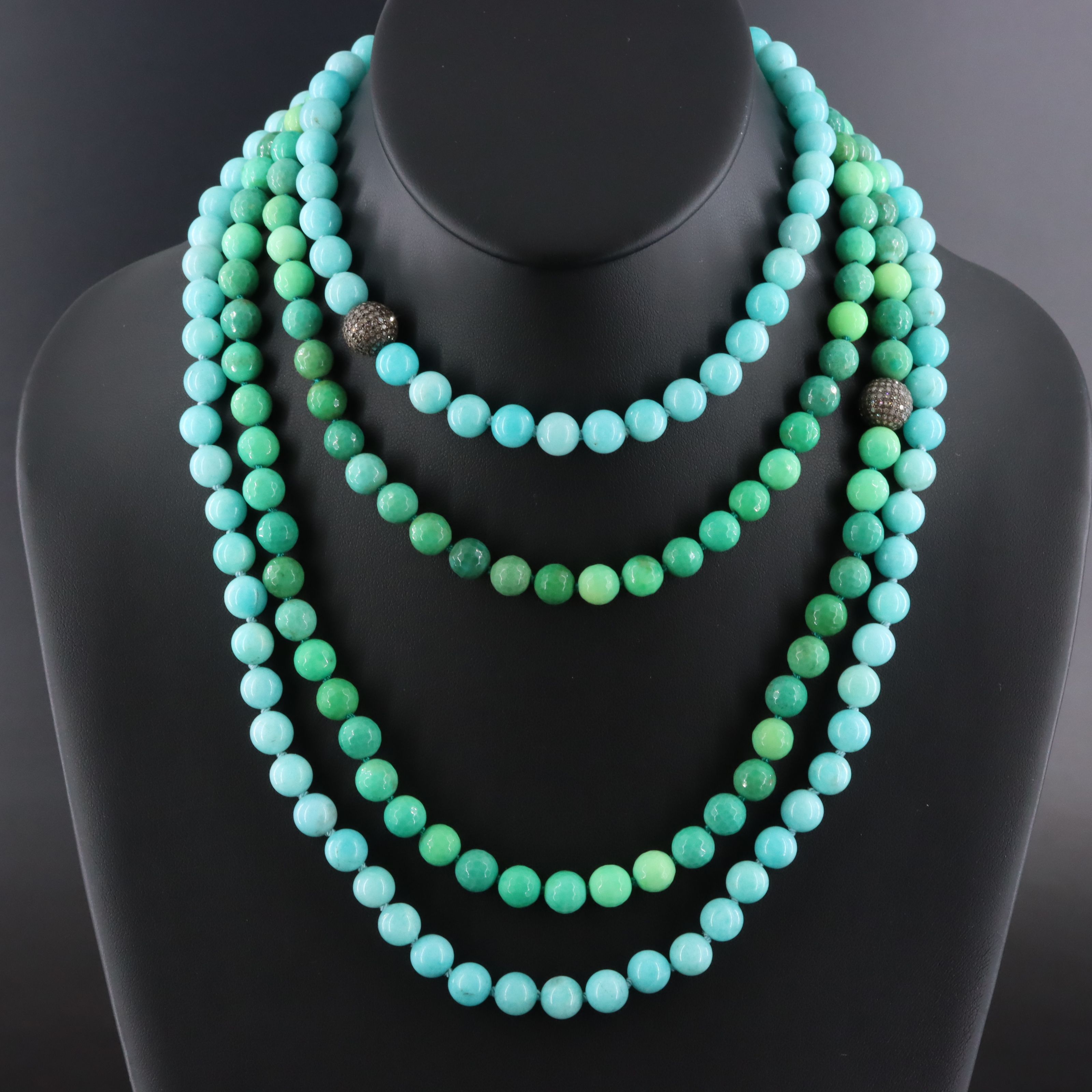 Sterling Amazonite, Chrysoprase and Diamond Necklaces Attributed to Sheryl Lowe