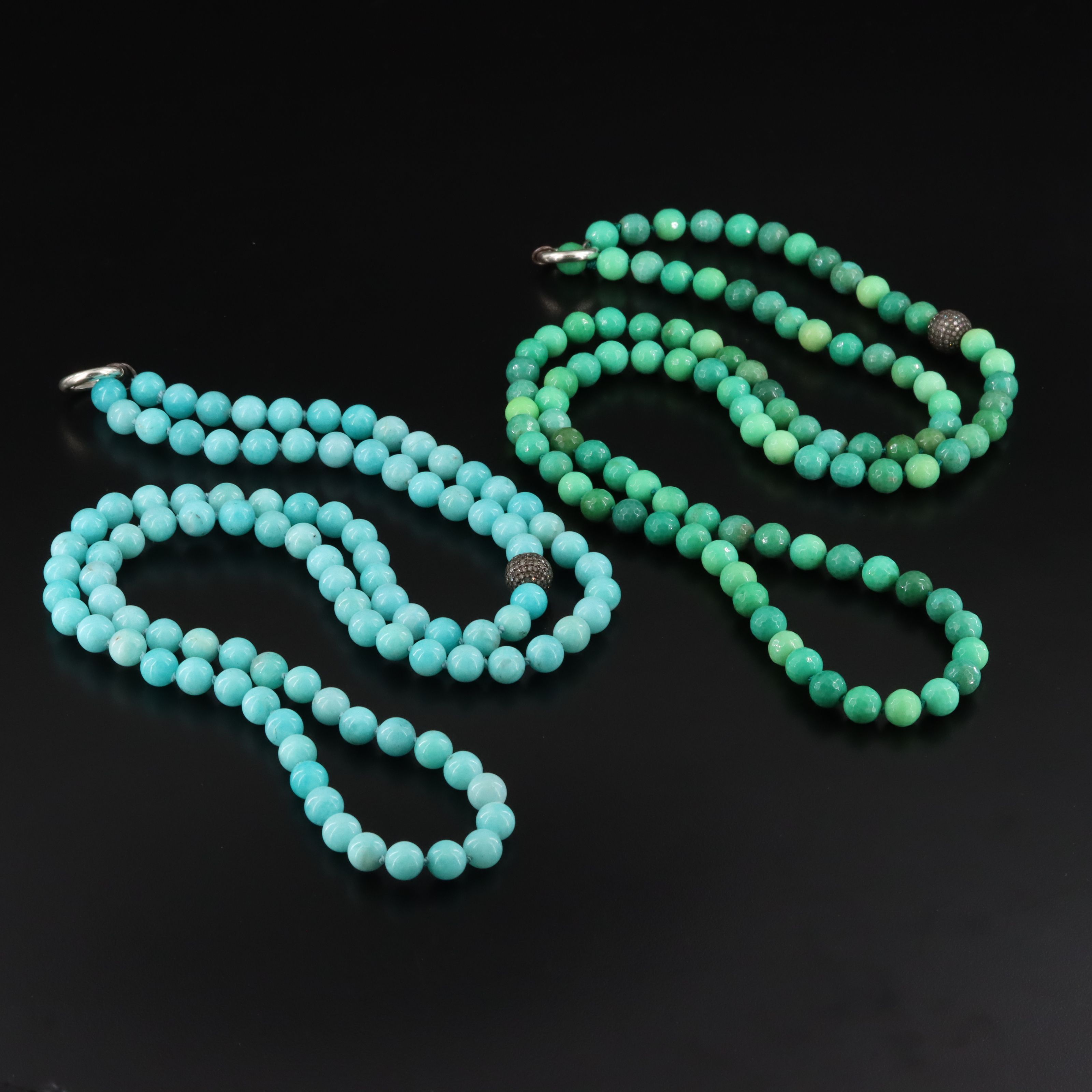 Sterling Amazonite, Chrysoprase and Diamond Necklaces Attributed to Sheryl Lowe