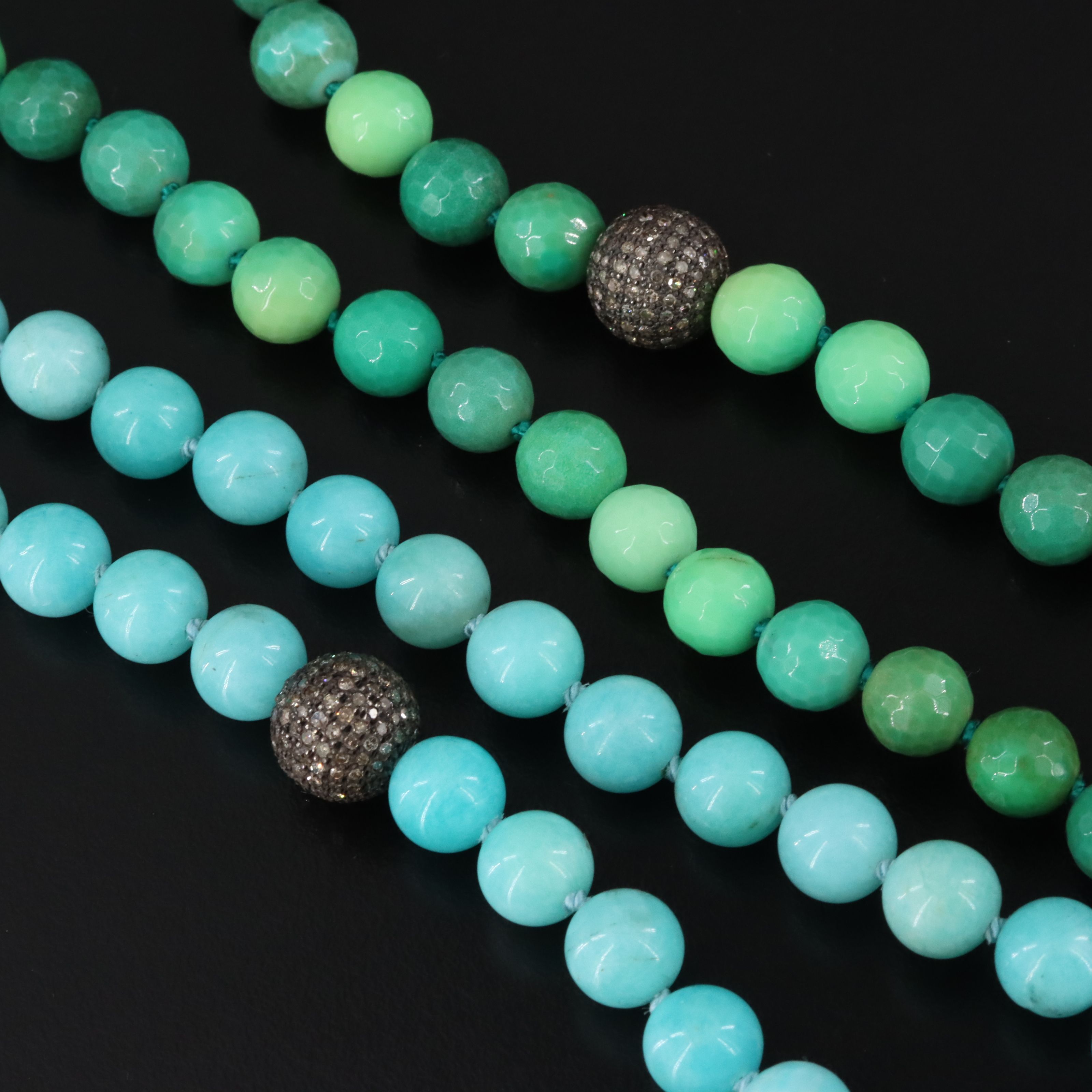 Sterling Amazonite, Chrysoprase and Diamond Necklaces Attributed to Sheryl Lowe