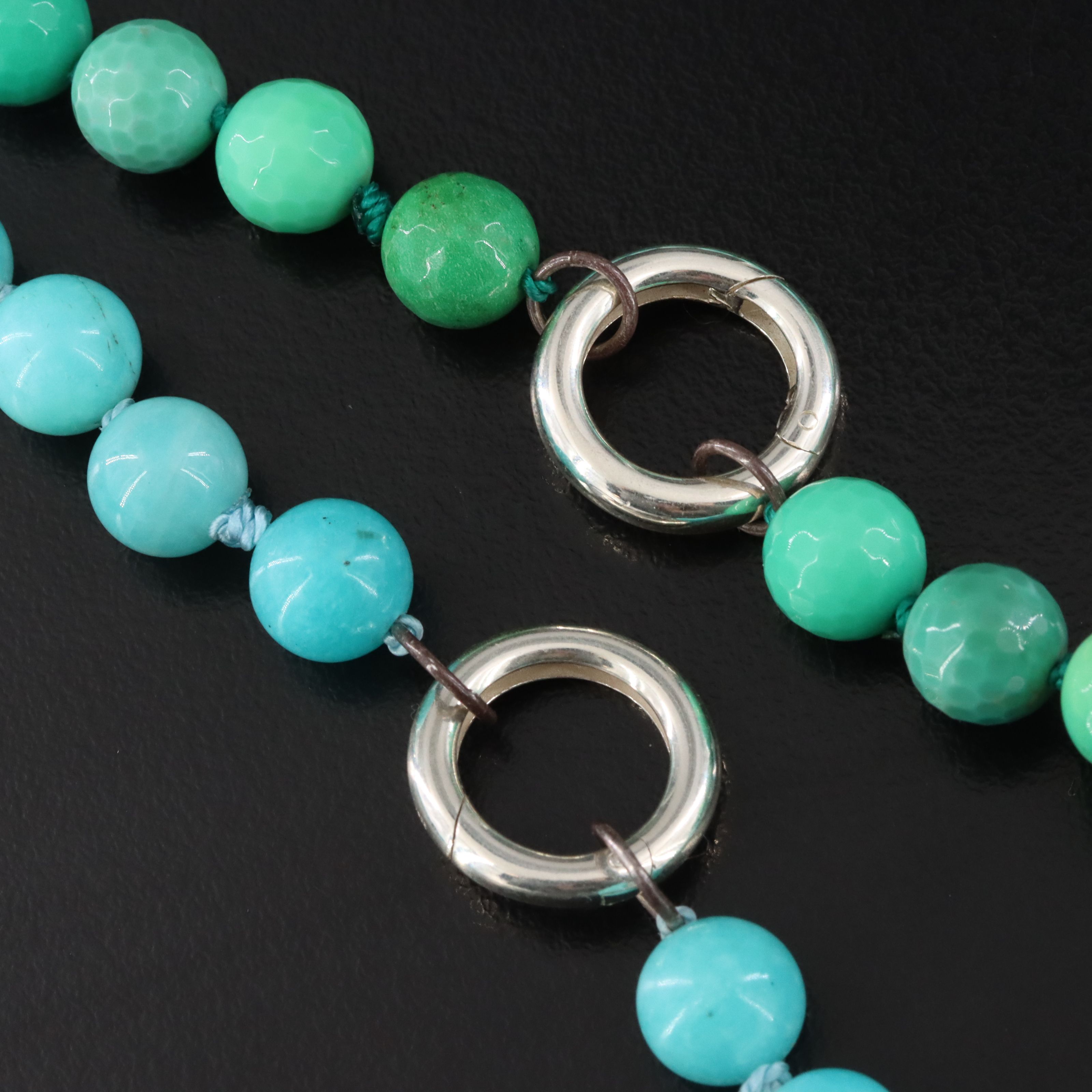 Sterling Amazonite, Chrysoprase and Diamond Necklaces Attributed to Sheryl Lowe