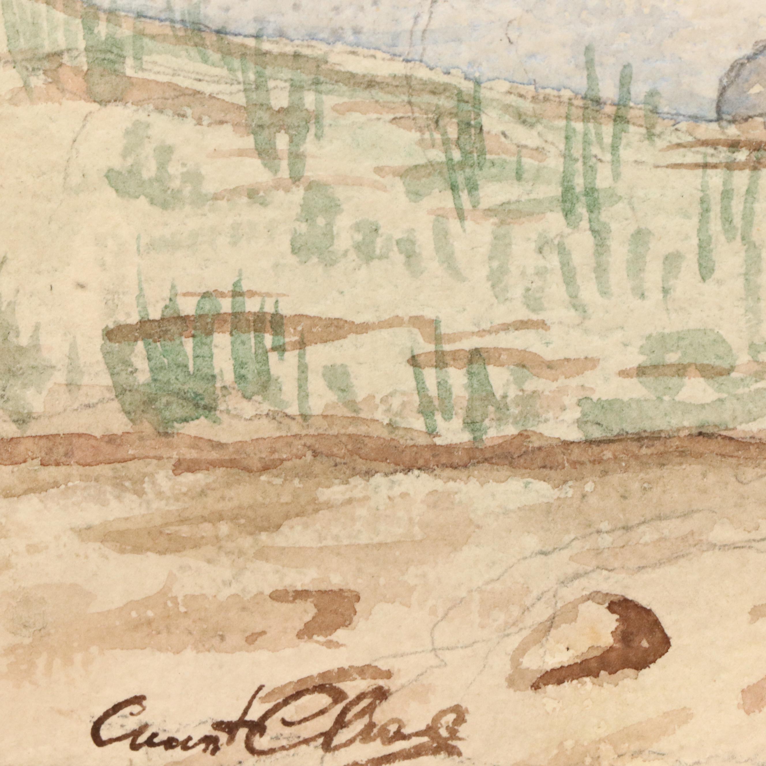 Orientalist Style Watercolor Painting "For Water Supply on Nile," 1930