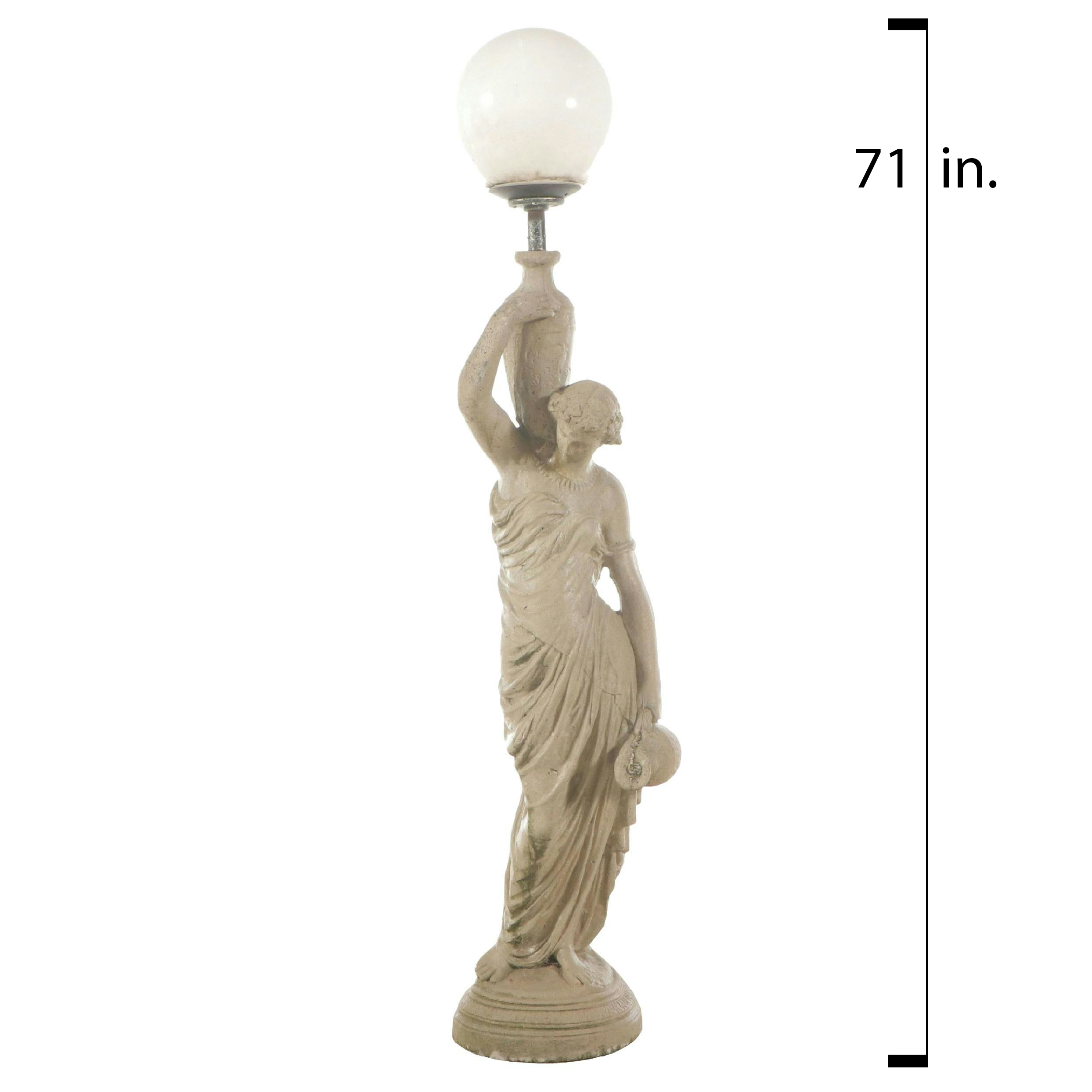 Monumental Neoclassical Nymph Figural Garden Lamp