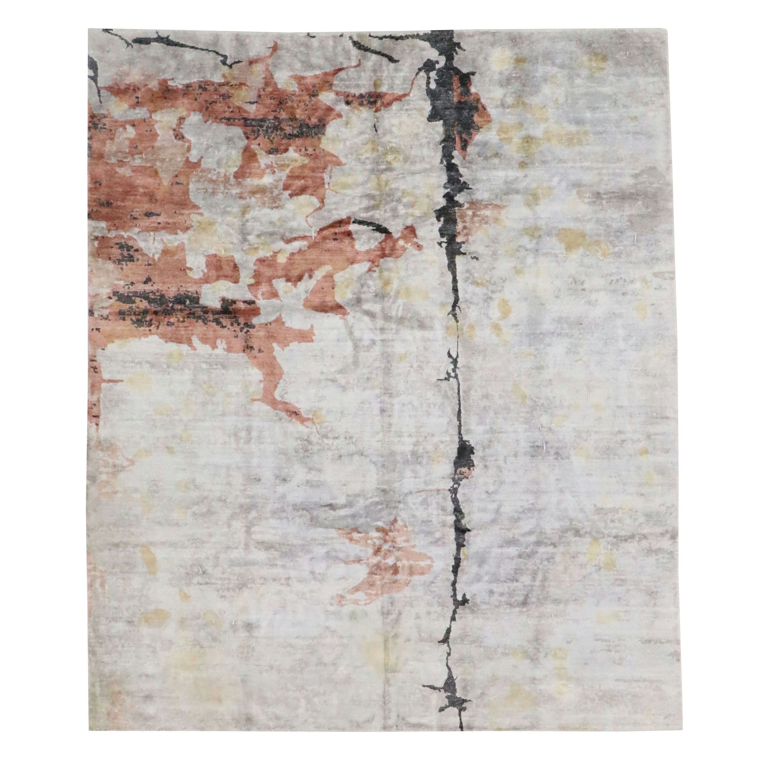 8'1 x 9'8 Hand-Knotted Indian Modern Area Rug