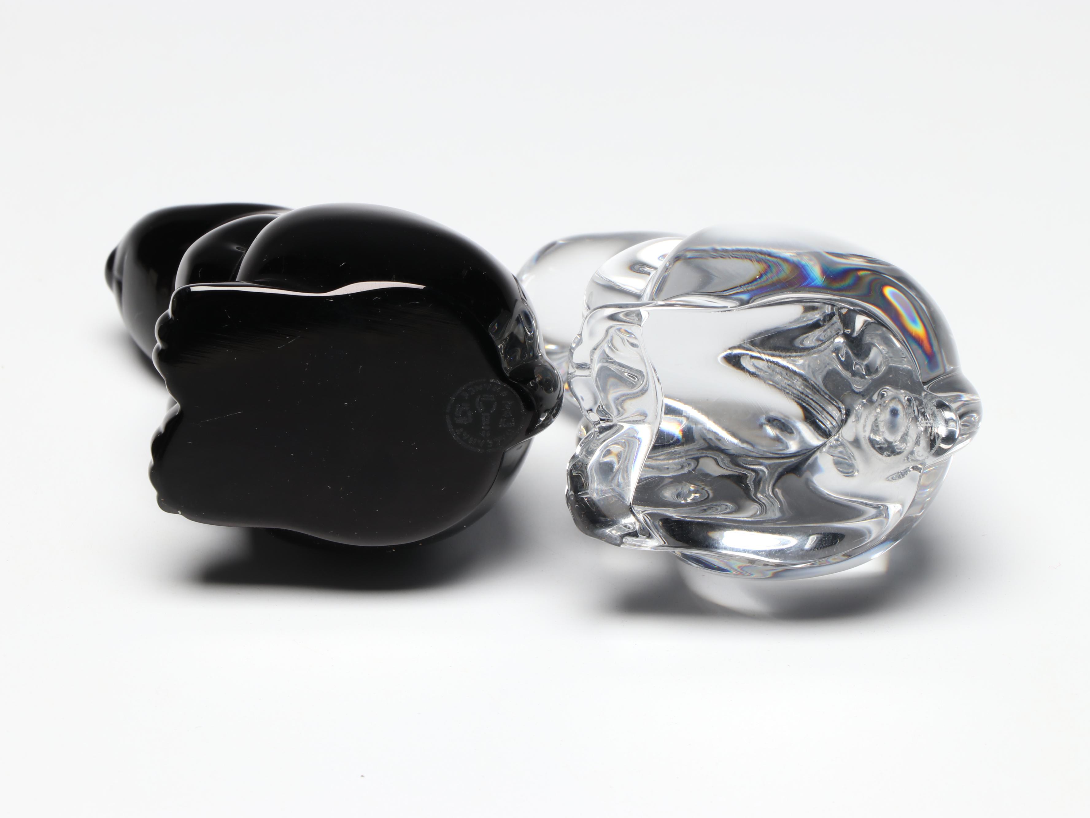 Baccarat Crystal Sitting Rabbits and Koi Fish Figurines