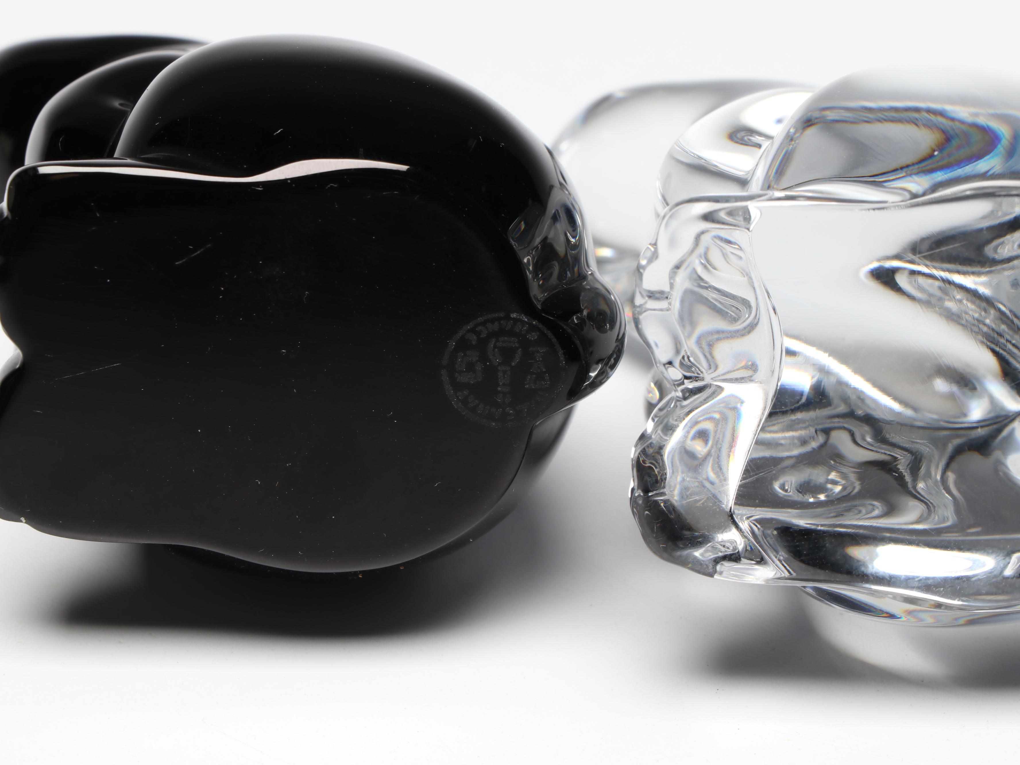 Baccarat Crystal Sitting Rabbits and Koi Fish Figurines