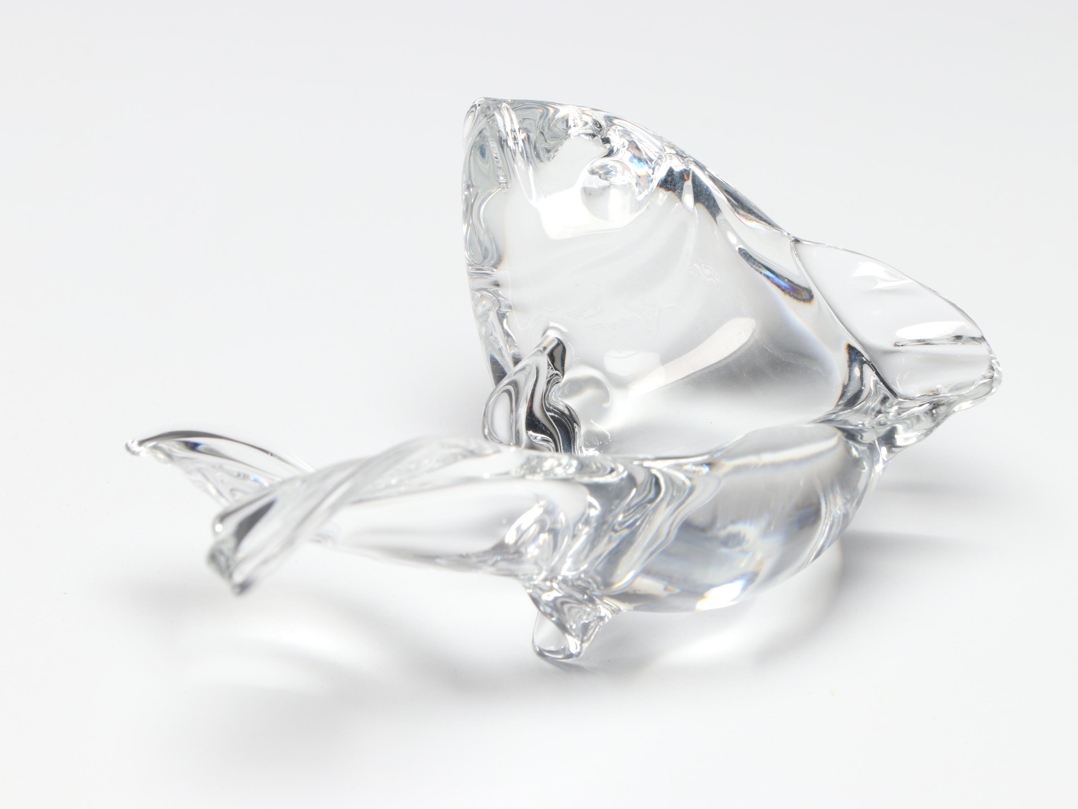 Baccarat Crystal Sitting Rabbits and Koi Fish Figurines