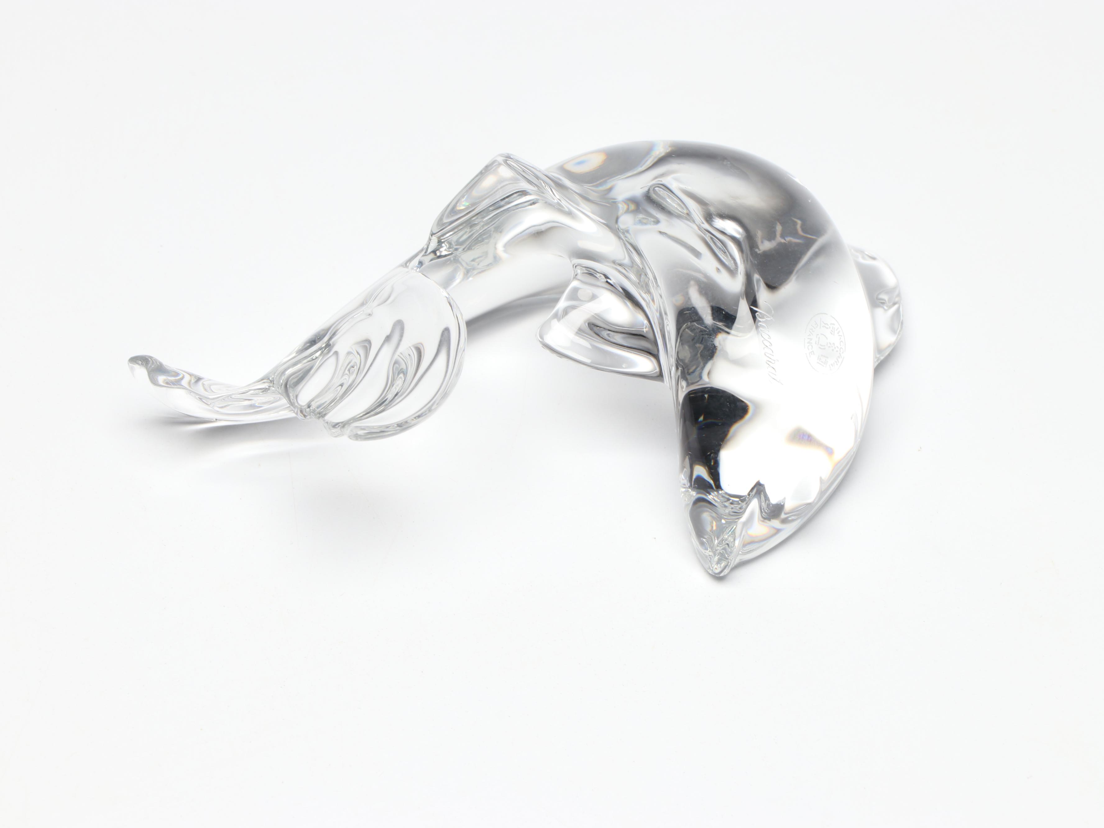 Baccarat Crystal Sitting Rabbits and Koi Fish Figurines