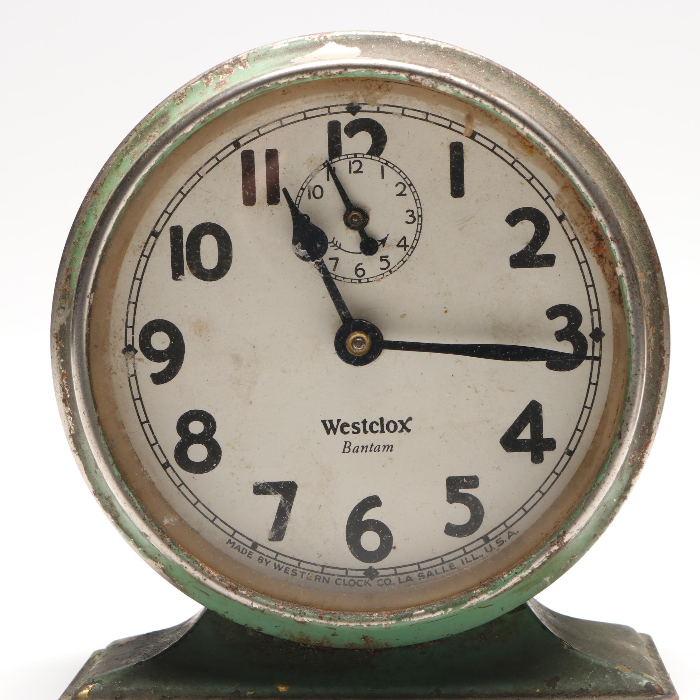 Westclox "Bantam" and "America" Metal Alarm Clocks, Mid-20th Century