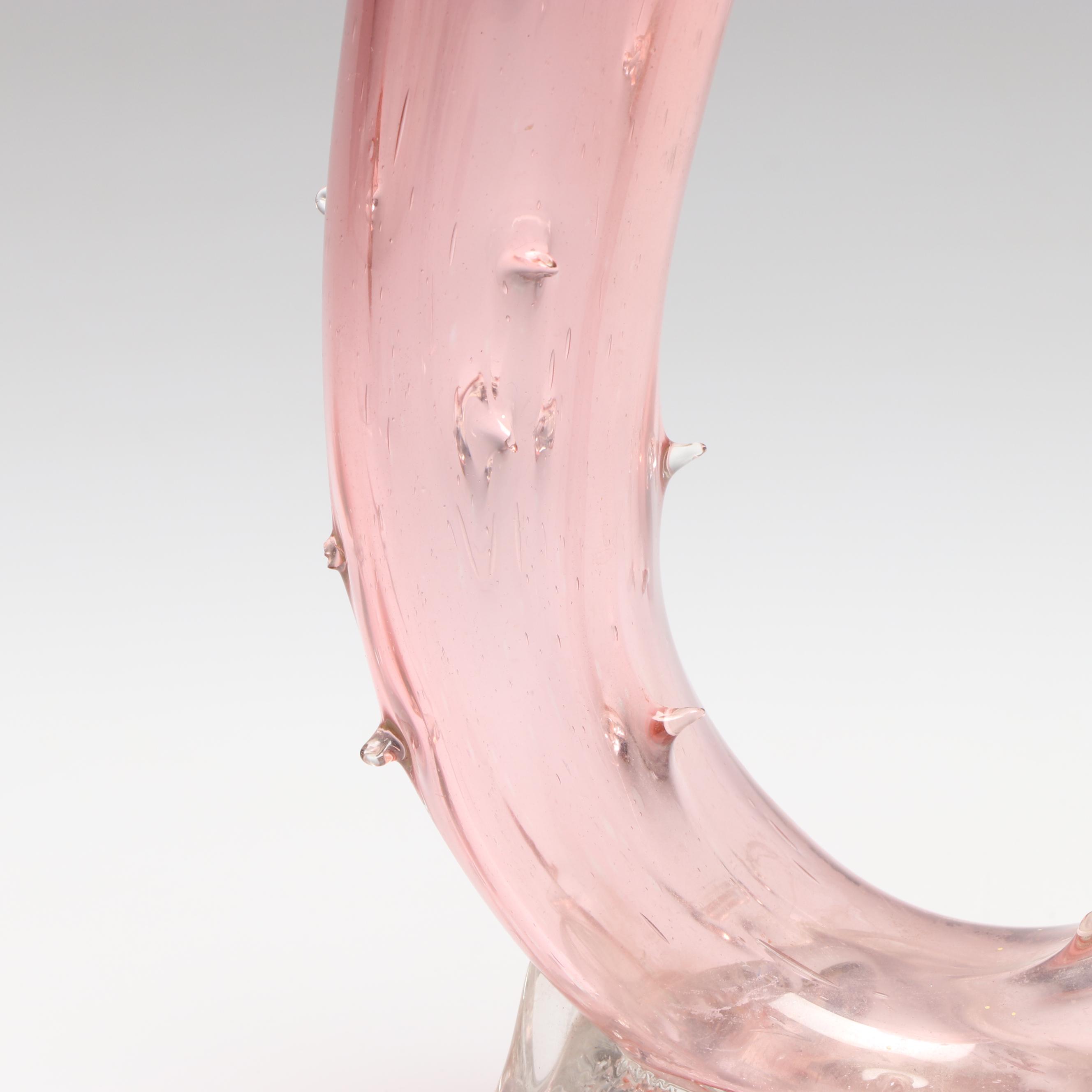 Manner of Walsh Victorian Cranberry Glass Thorn Vases, Antique