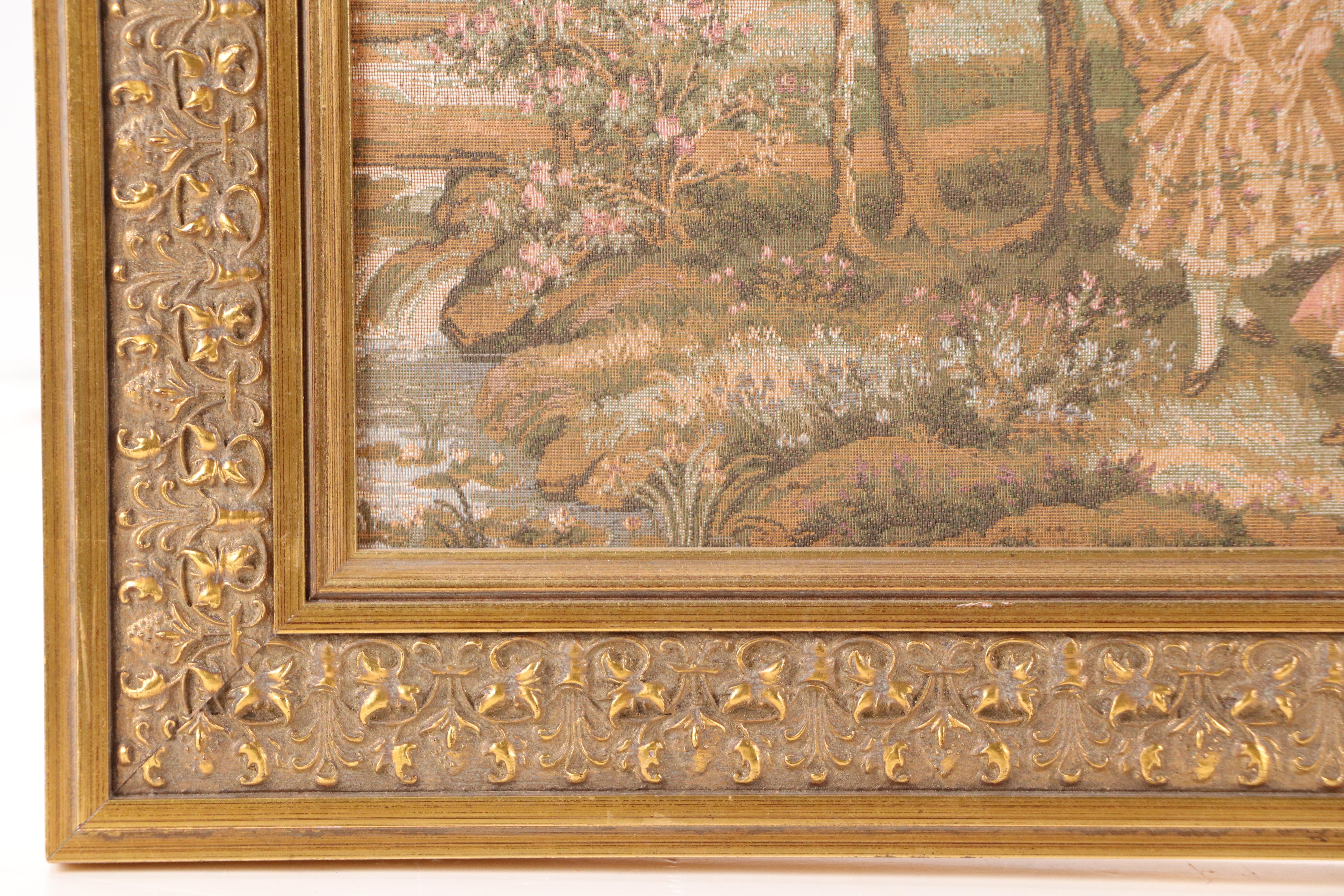 French Jacquard Woven Tapestry Depicting Fête Galante Scene