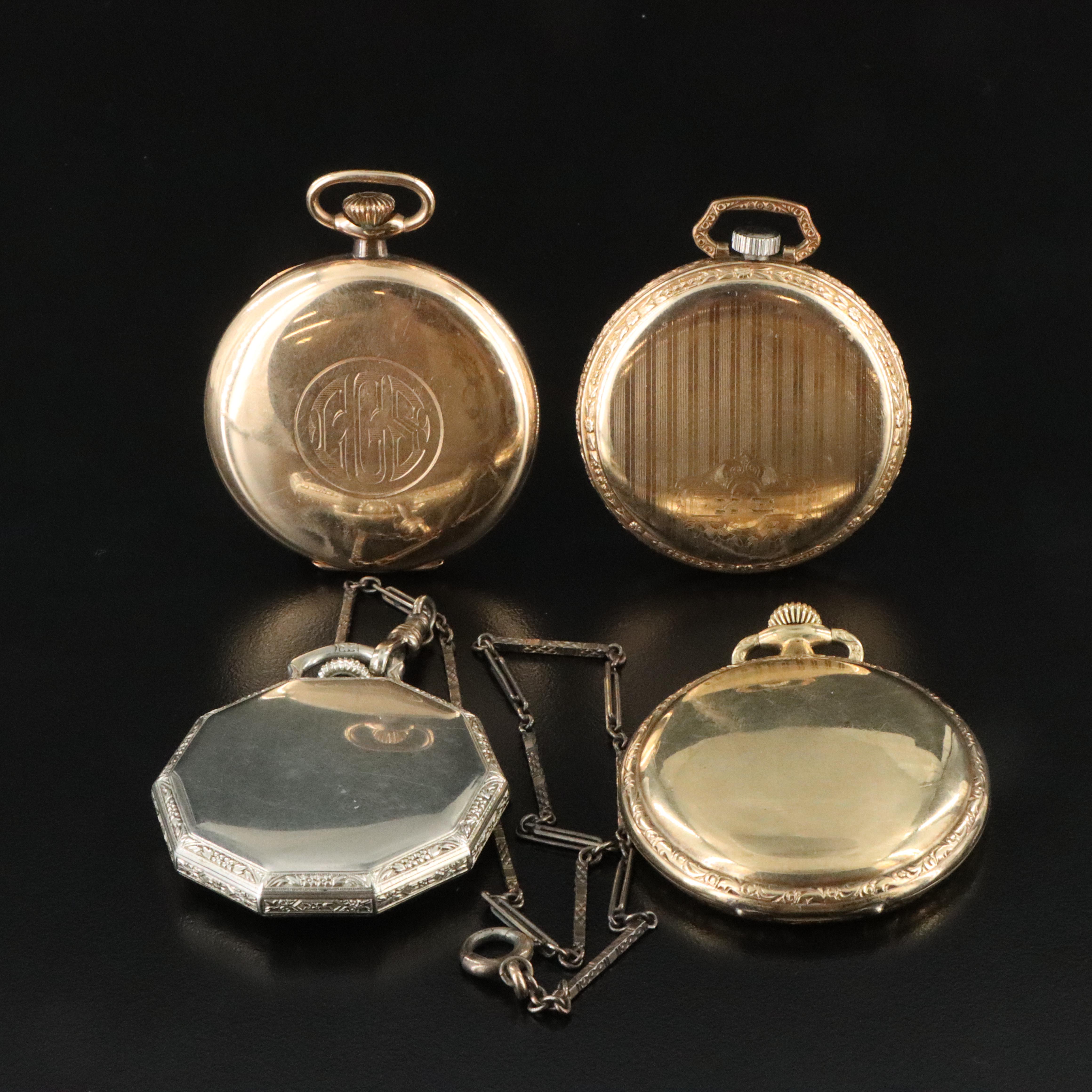 Hamilton and Elgin Pocket Watch Collection with Hamilton Art Deco Decagon