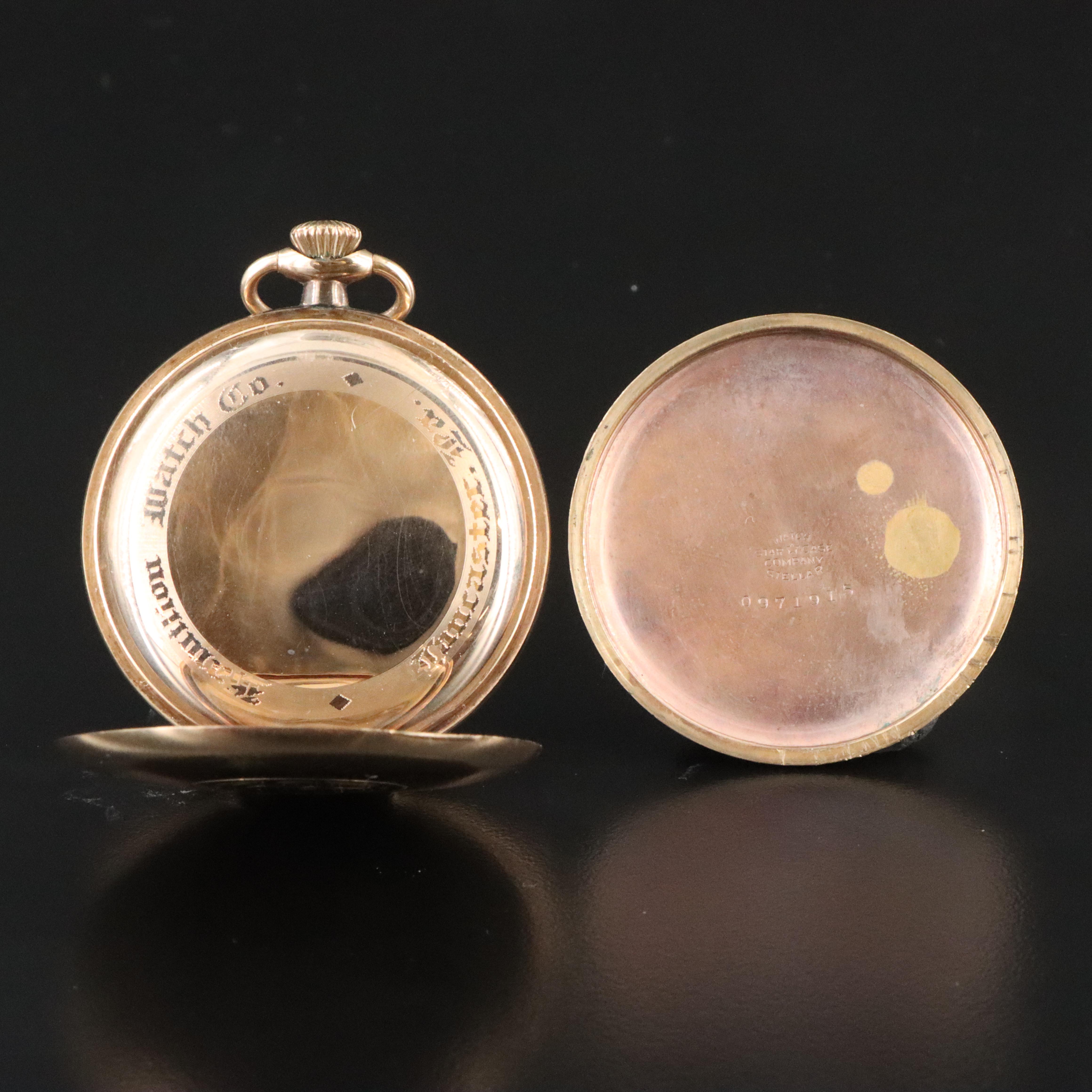 Hamilton and Elgin Pocket Watch Collection with Hamilton Art Deco Decagon