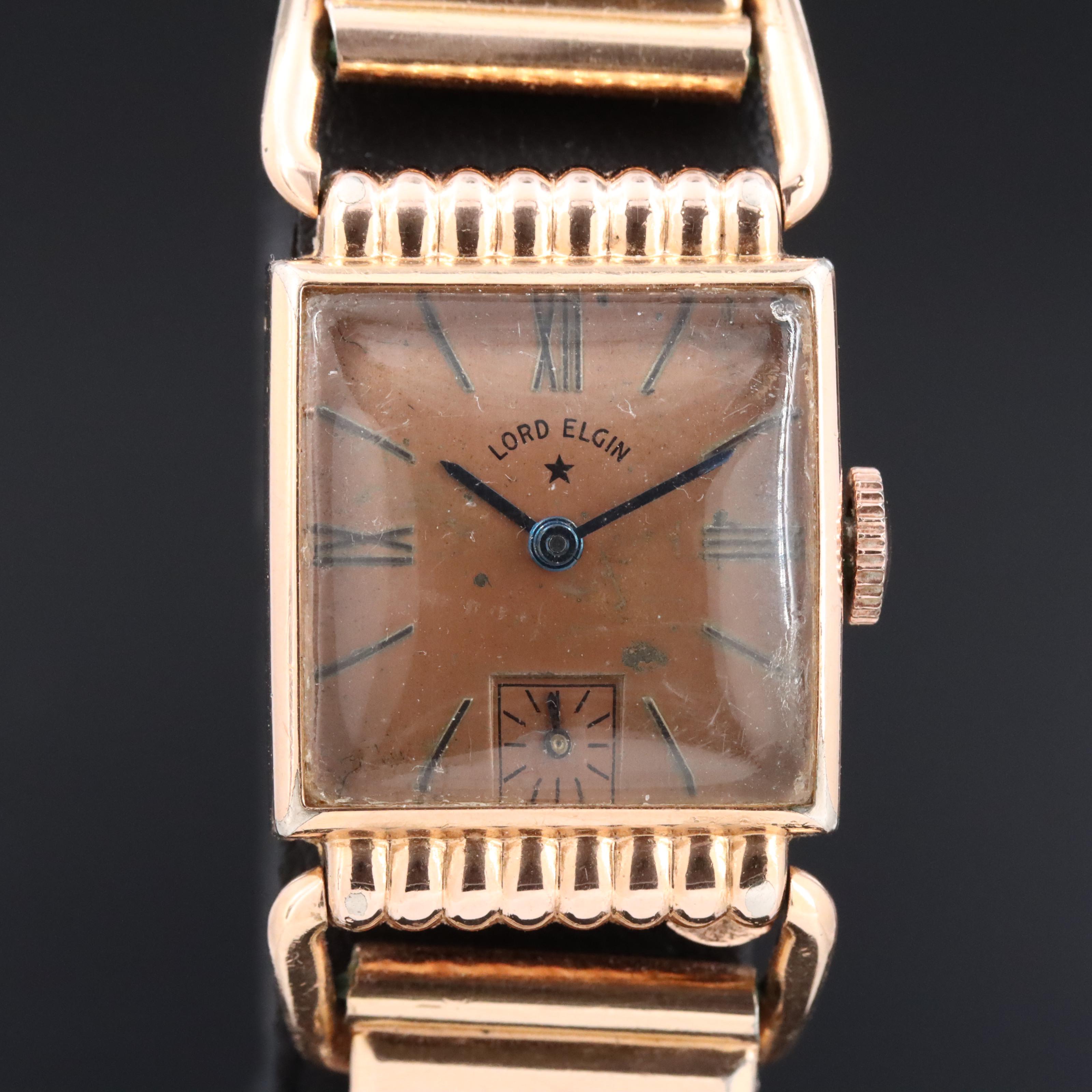 Lord Elgin Rose Tone Gold-Filled Stem Wind Watch