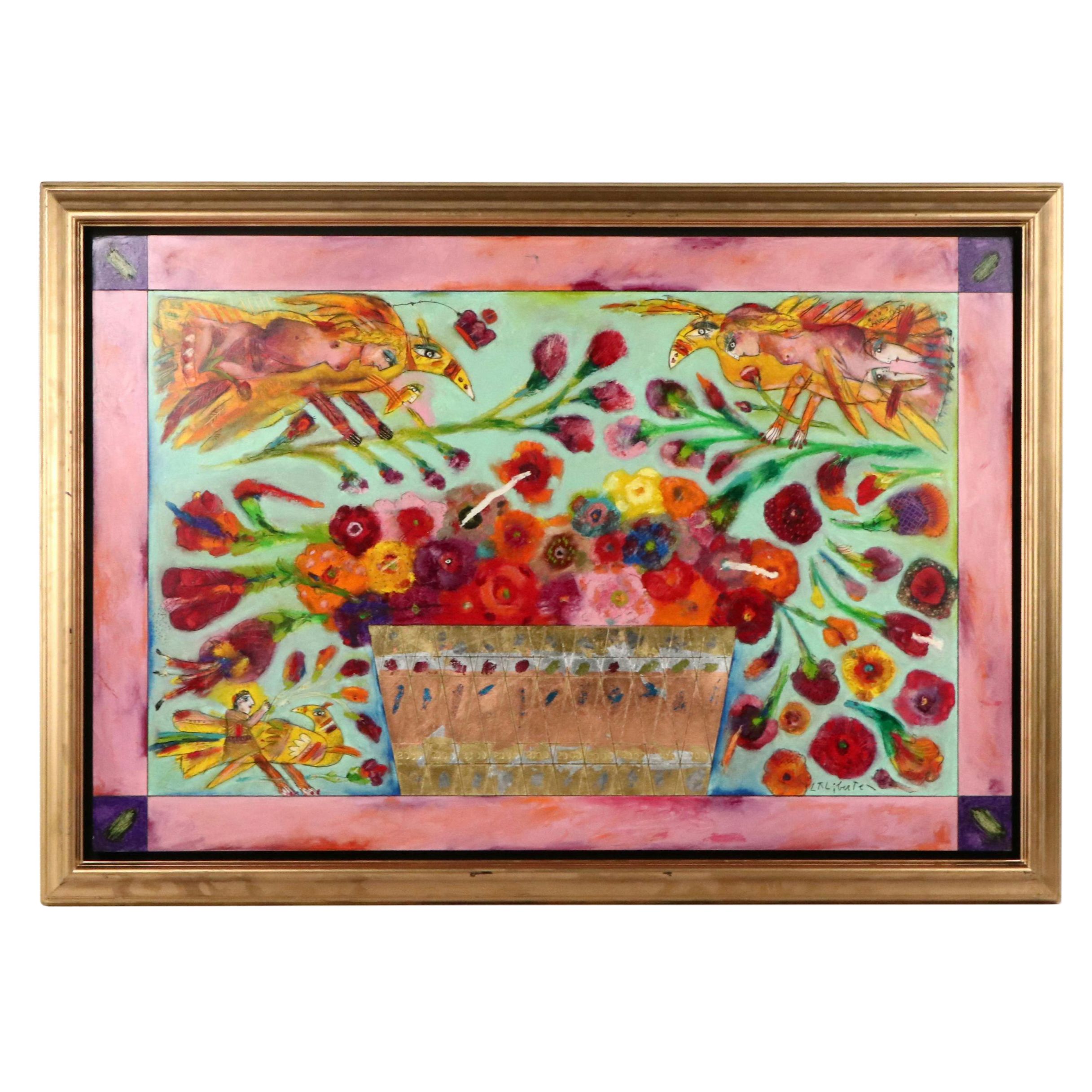 Norman Laliberté Oil Painting with Gold Leaf "First Summer of 2000," 2000