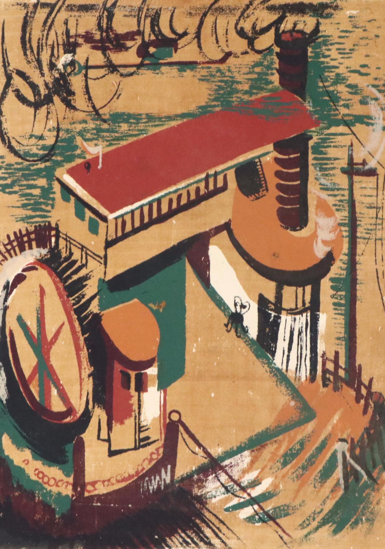 John Imhoff Abstract Cincinnati Incline Serigraph, Mid to Late 20th Century