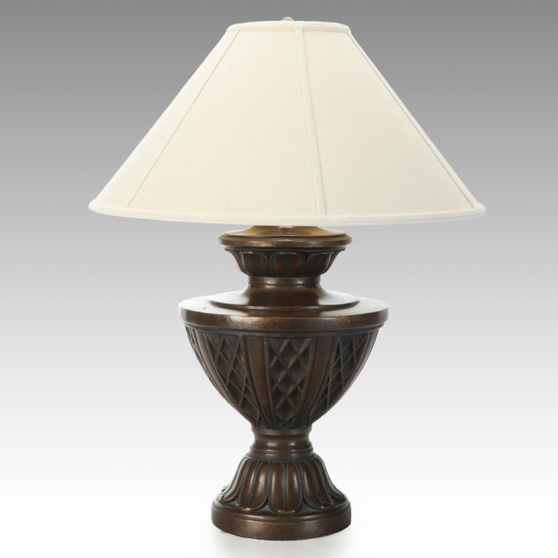 Burnished Bronze Finish Table Lamp with Empire Silk Shade