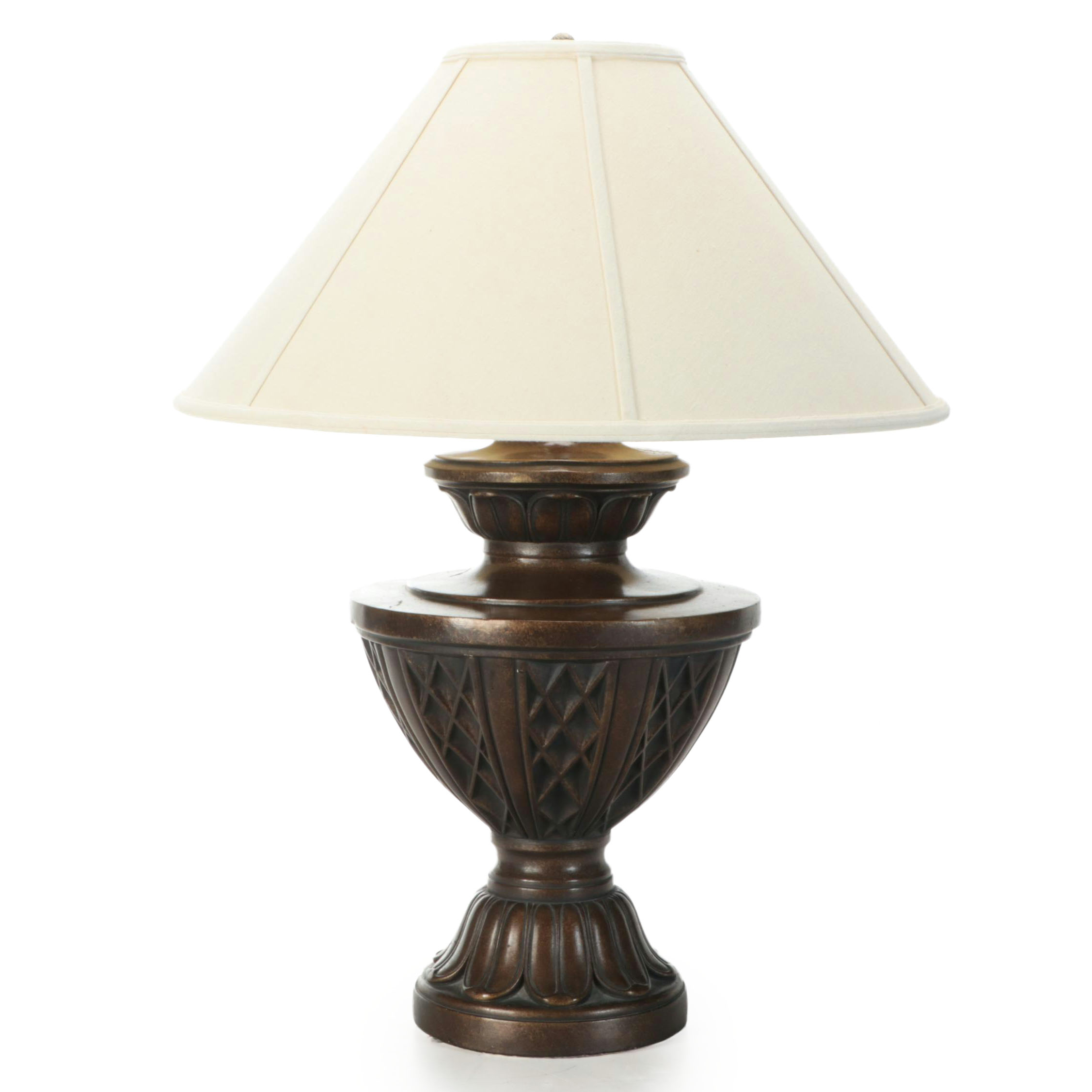 Burnished Bronze Finish Table Lamp with Empire Silk Shade
