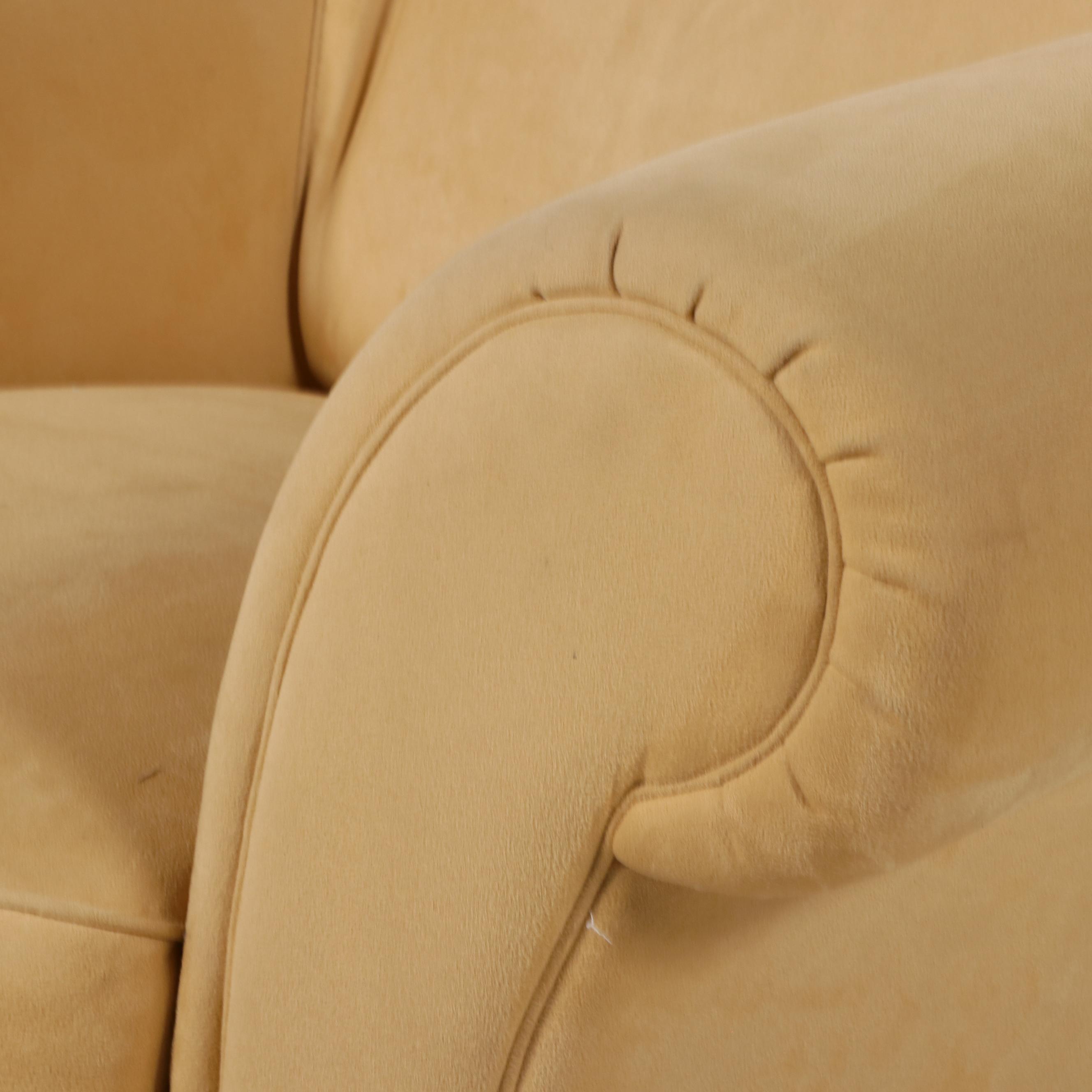 Italsofa Yellow Upholstered Lounge Chair and Ottoman