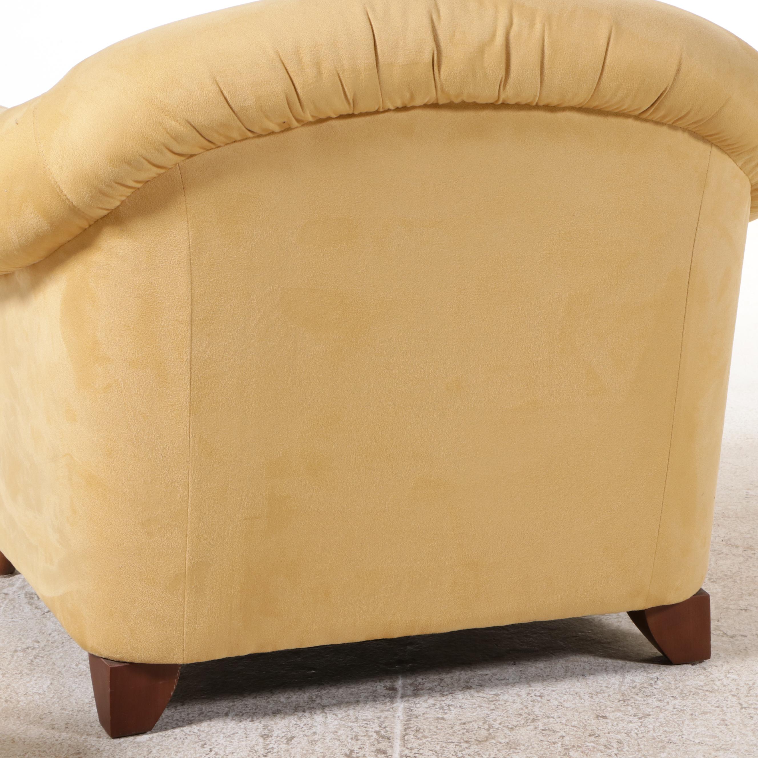 Italsofa Yellow Upholstered Lounge Chair and Ottoman