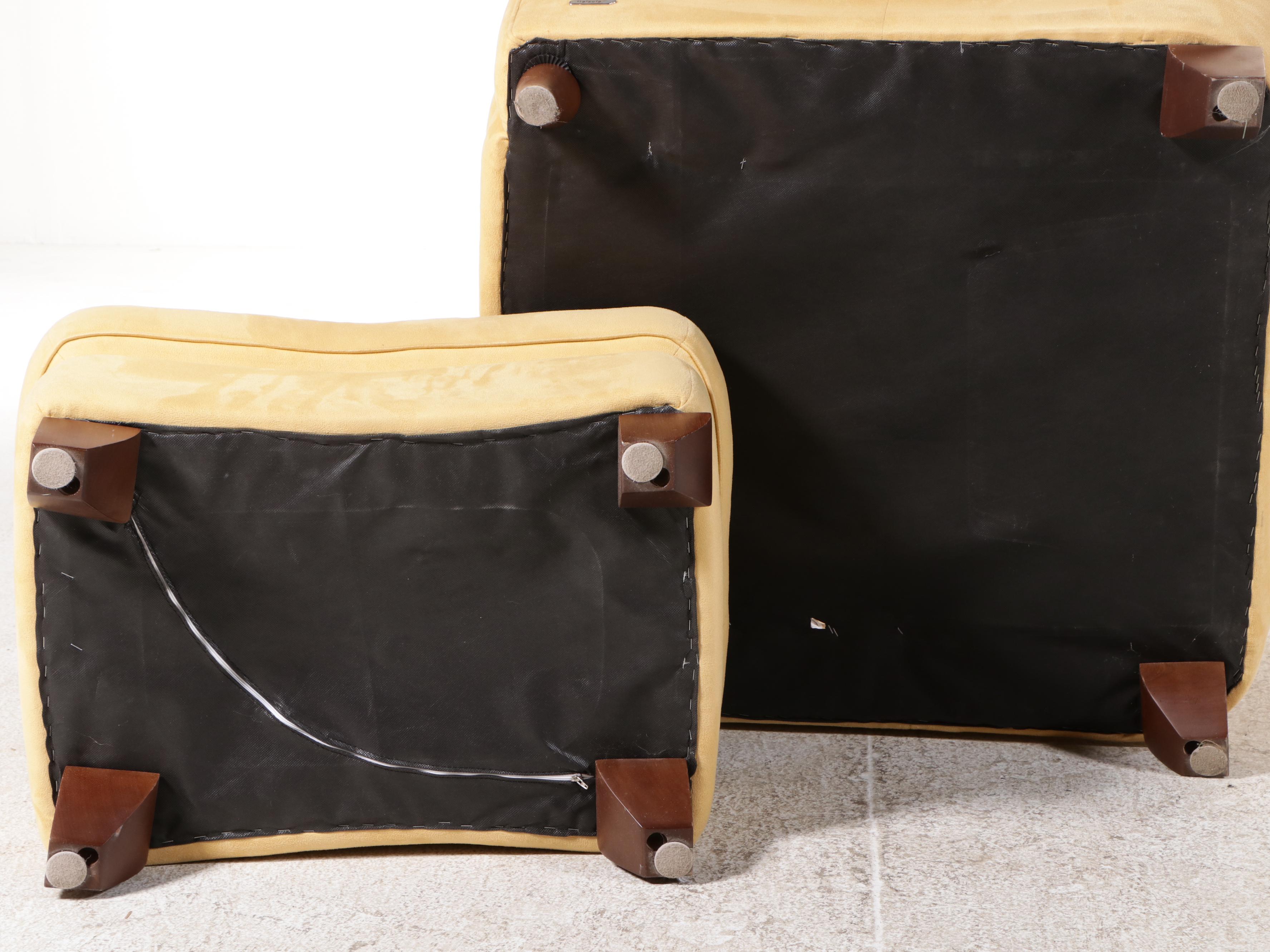 Italsofa Yellow Upholstered Lounge Chair and Ottoman