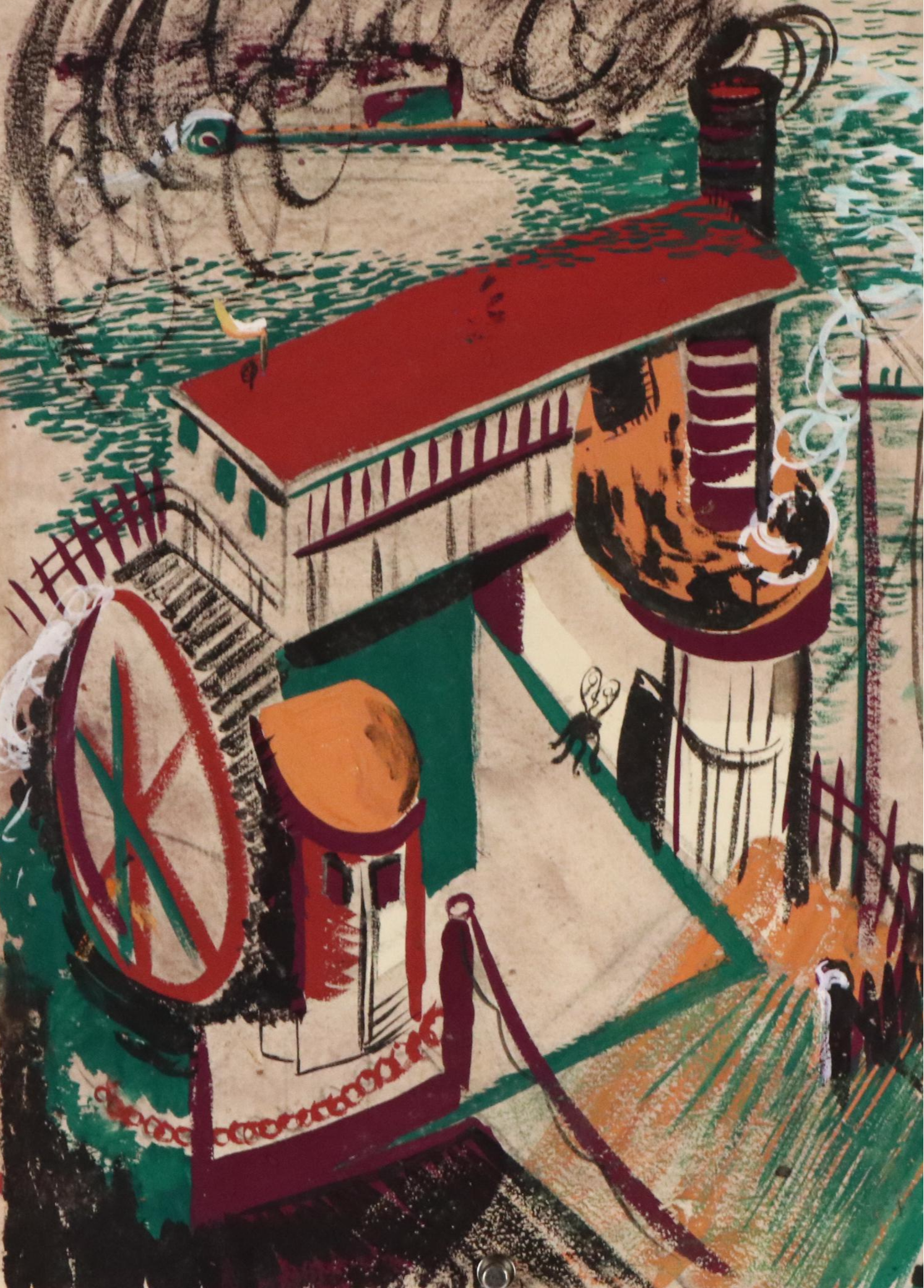 John Imhoff Cincinnati Incline Painted Serigraph, Mid to Late 20th Century