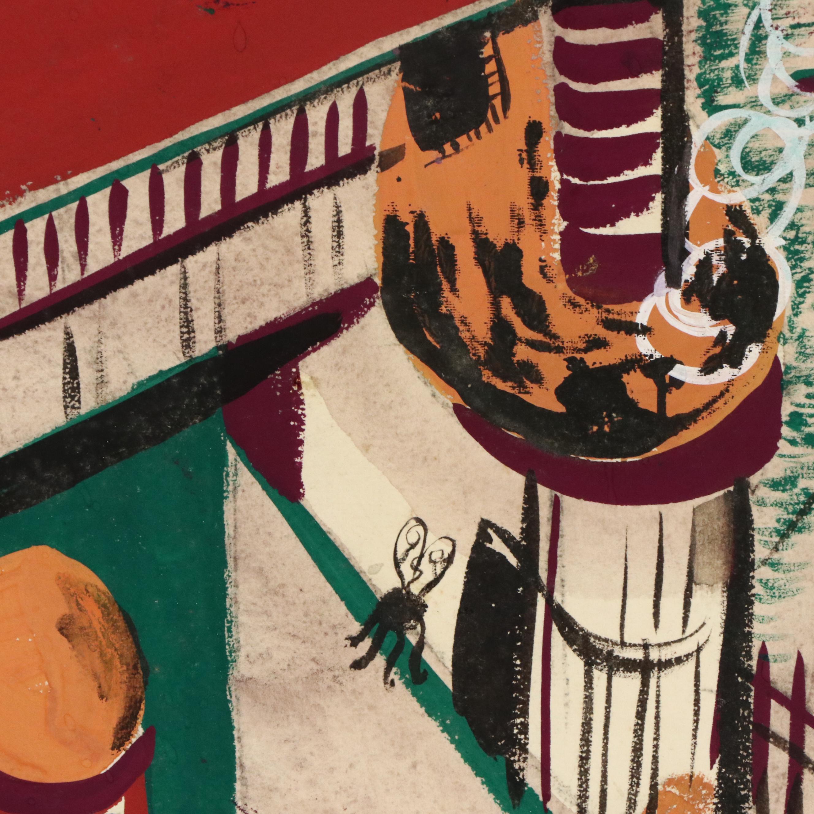 John Imhoff Cincinnati Incline Painted Serigraph, Mid to Late 20th Century