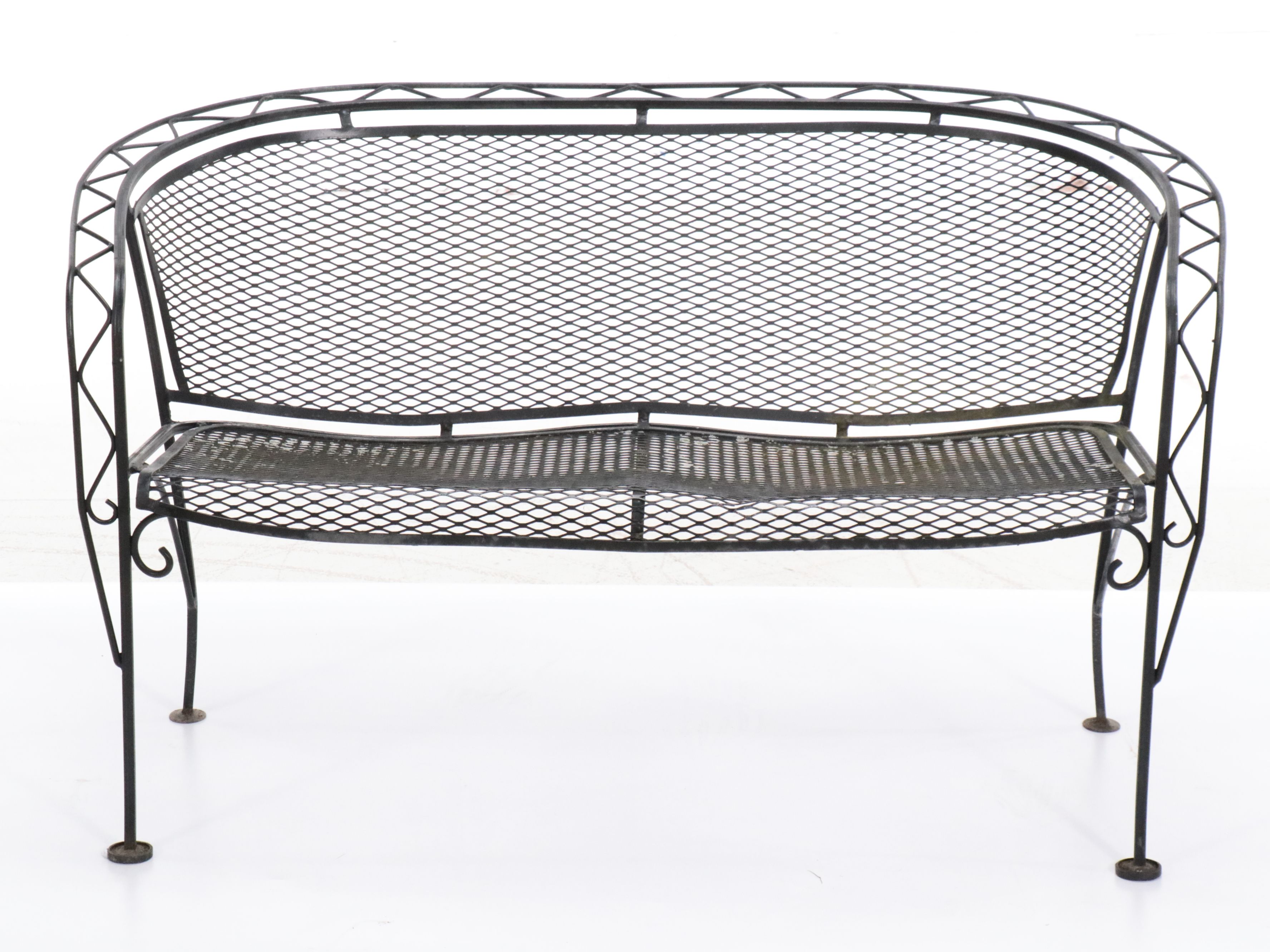 Wrought Iron and Metal Mesh Patio Lounge Furniture, Late 20th Century