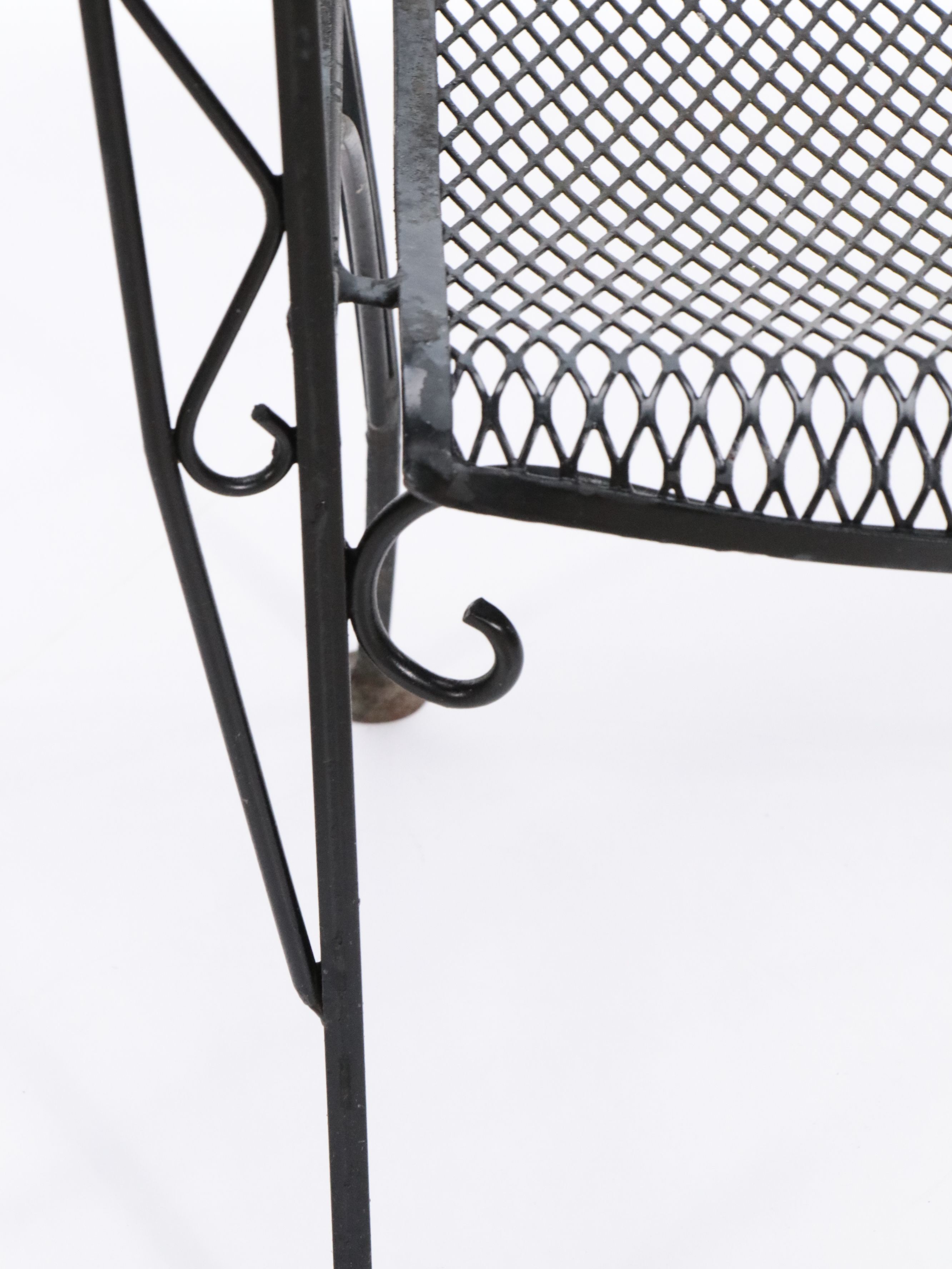Wrought Iron and Metal Mesh Patio Lounge Furniture, Late 20th Century