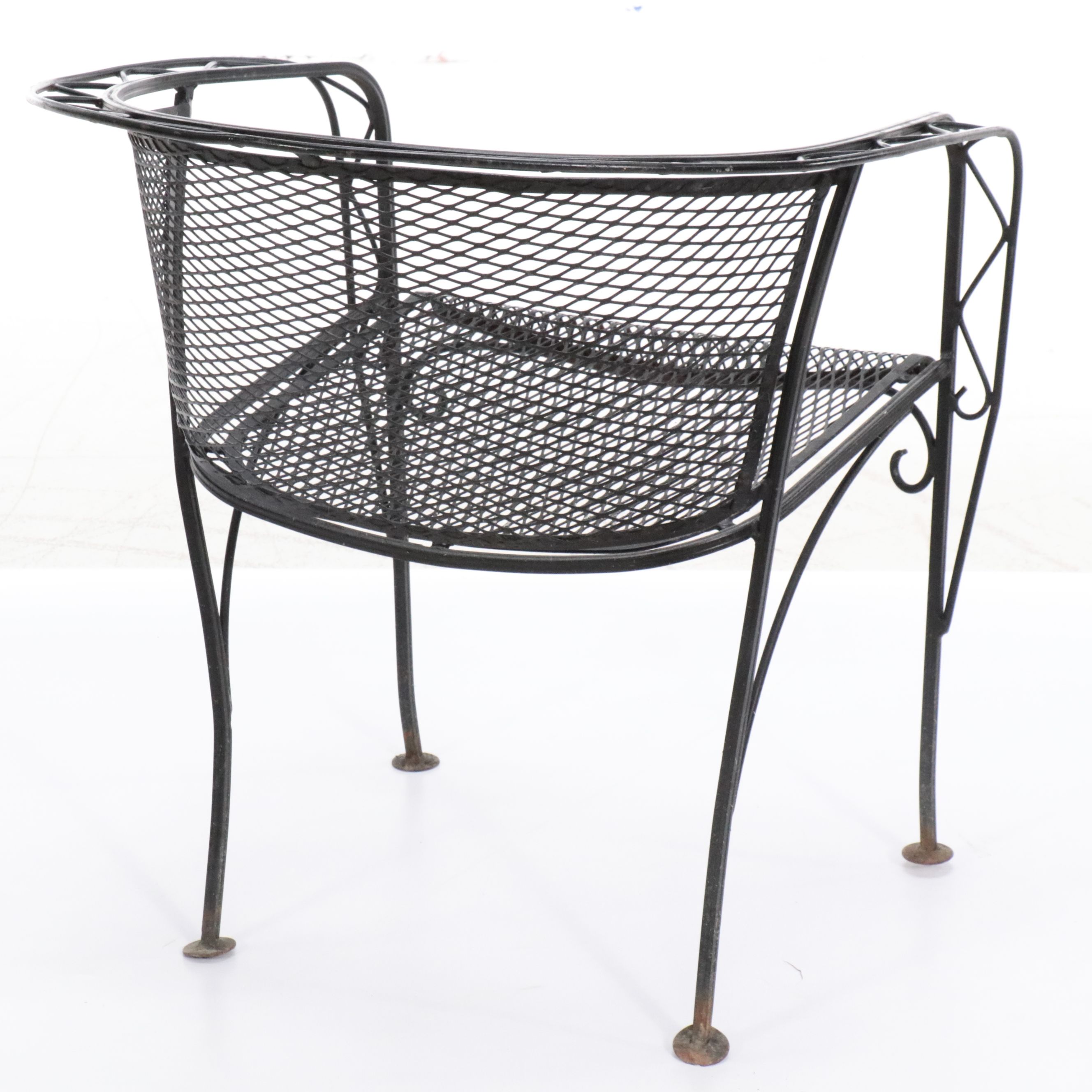 Wrought Iron and Metal Mesh Patio Lounge Furniture, Late 20th Century