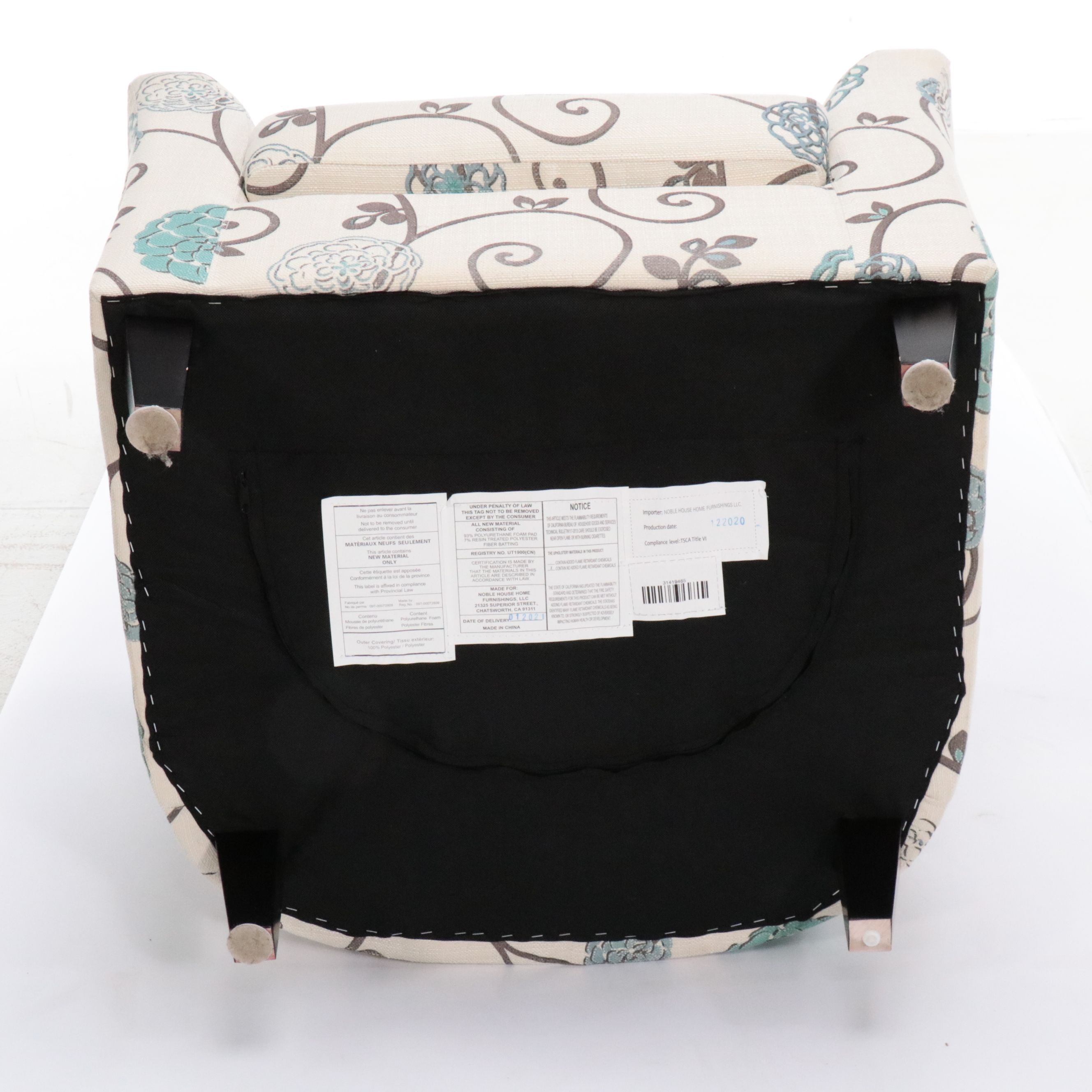 Noble House Upholstered Barrel Back Chair and Storage Ottoman