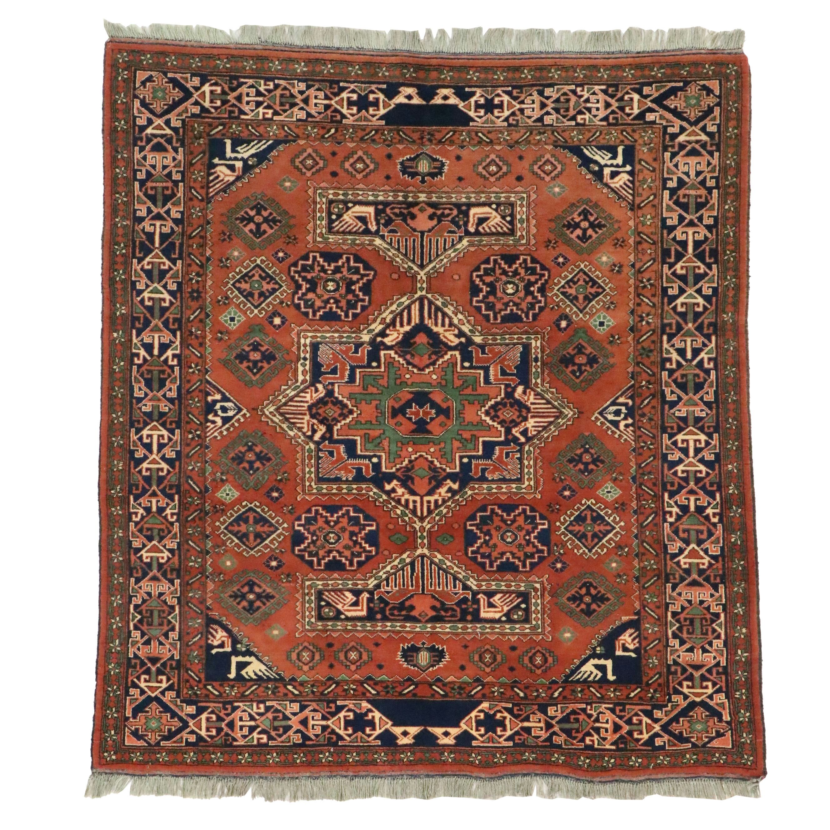 6' x 7'2 Hand-Knotted Afghan Kazak Area Rug