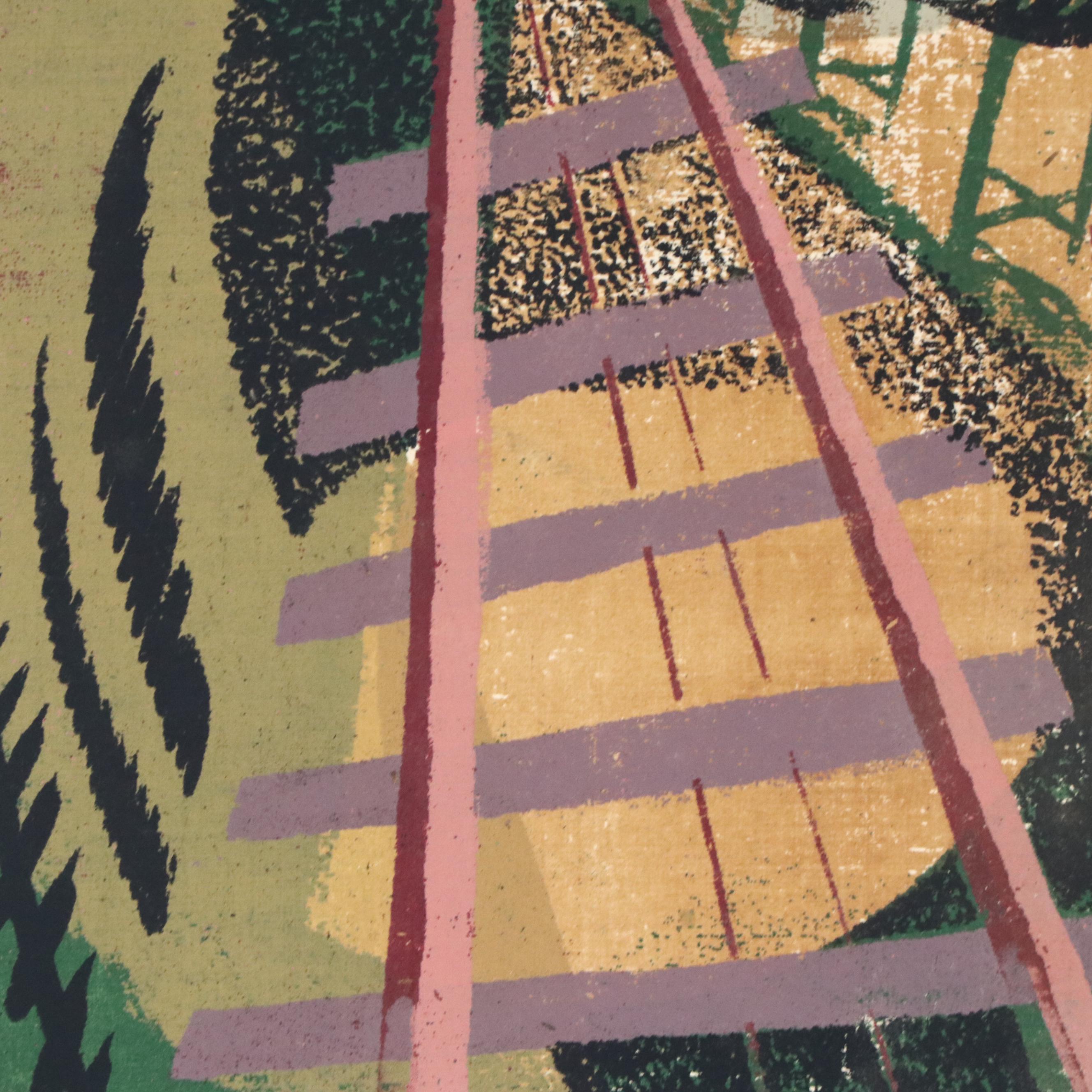 John Imhoff Cubist Cincinnati Incline Serigraph, Mid to Late 20th Century