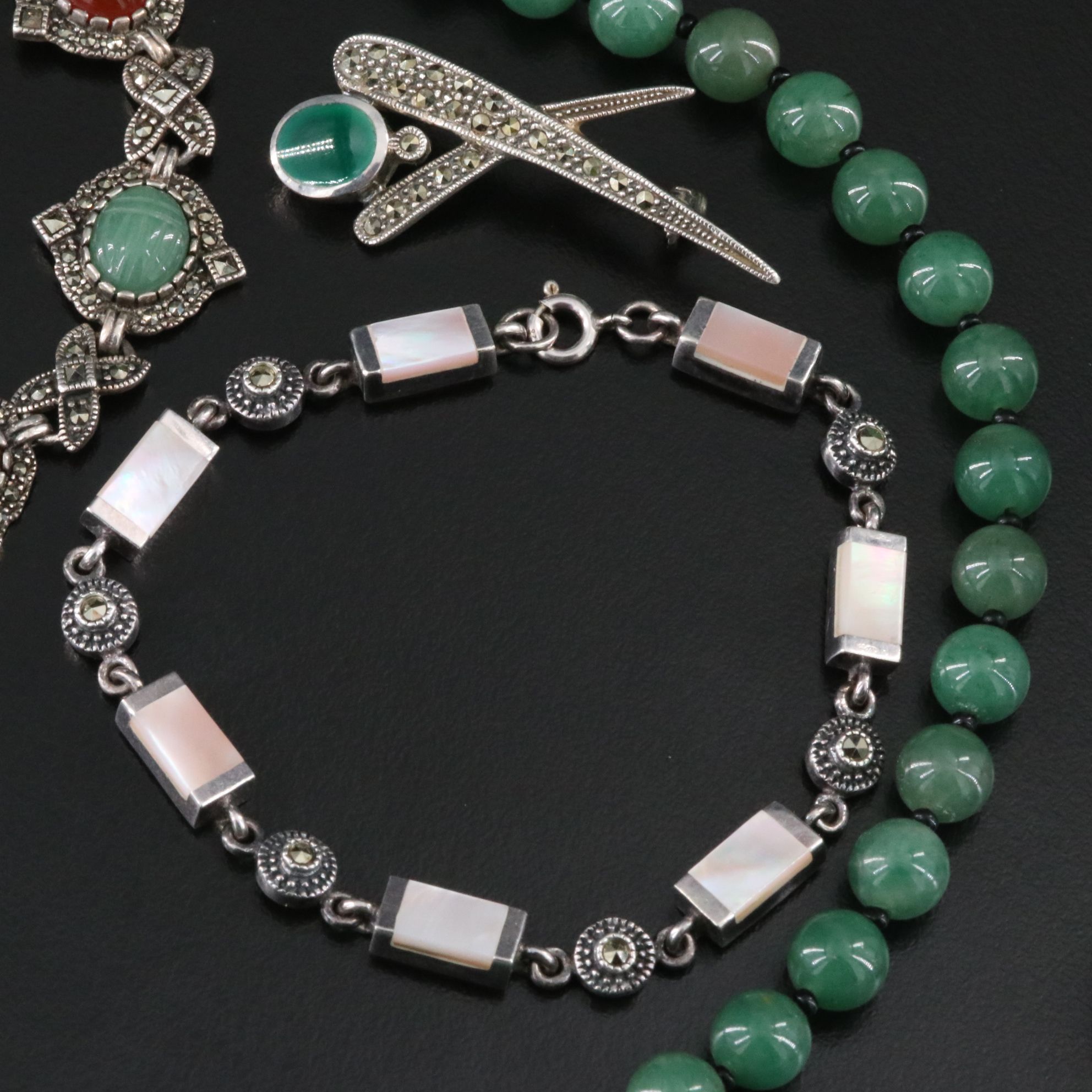 Vintage Sterling Jewelry Featuring Sodalite, Tiger's Eye and Aventurine