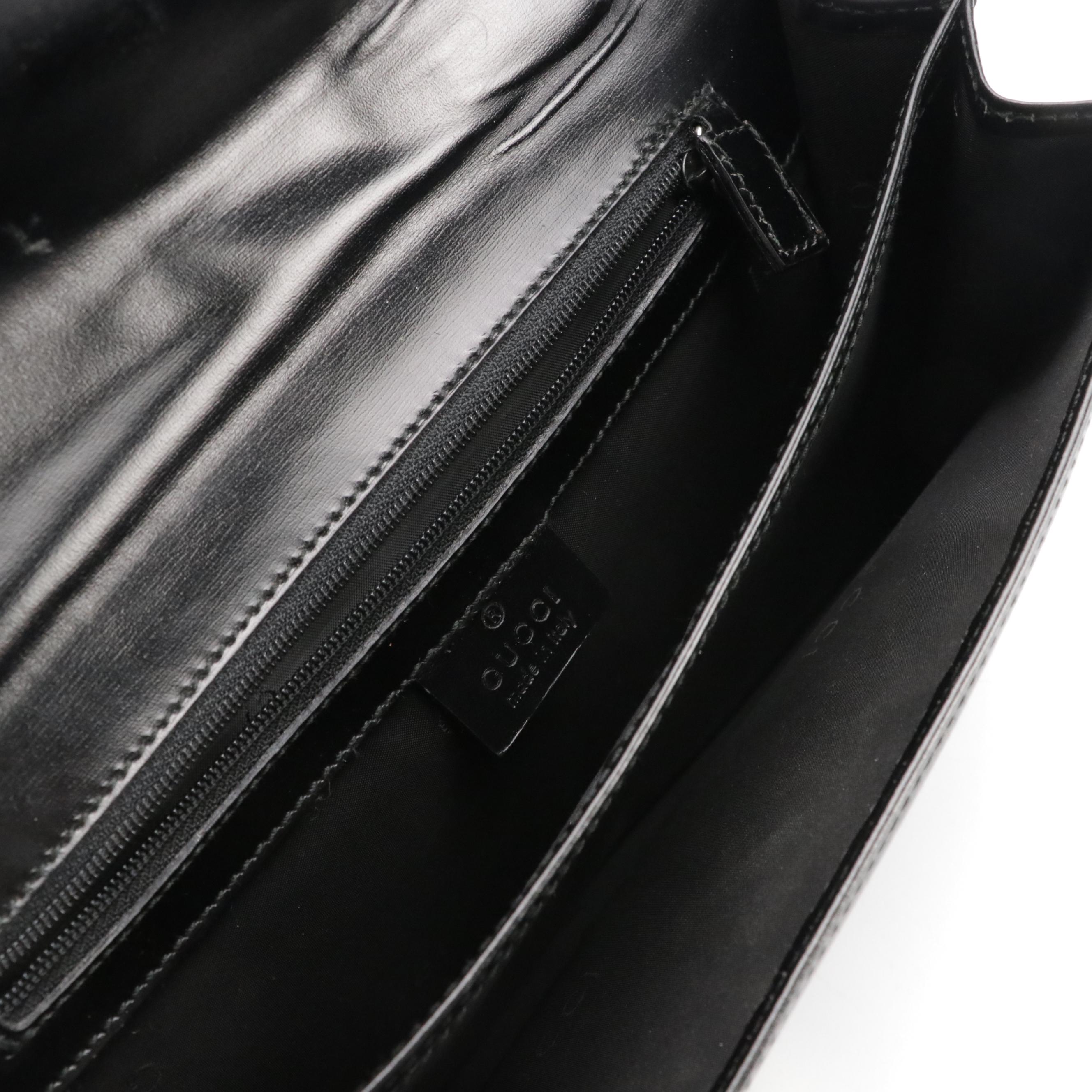 Gucci Front Flap Wristlet Clutch in Black Leather