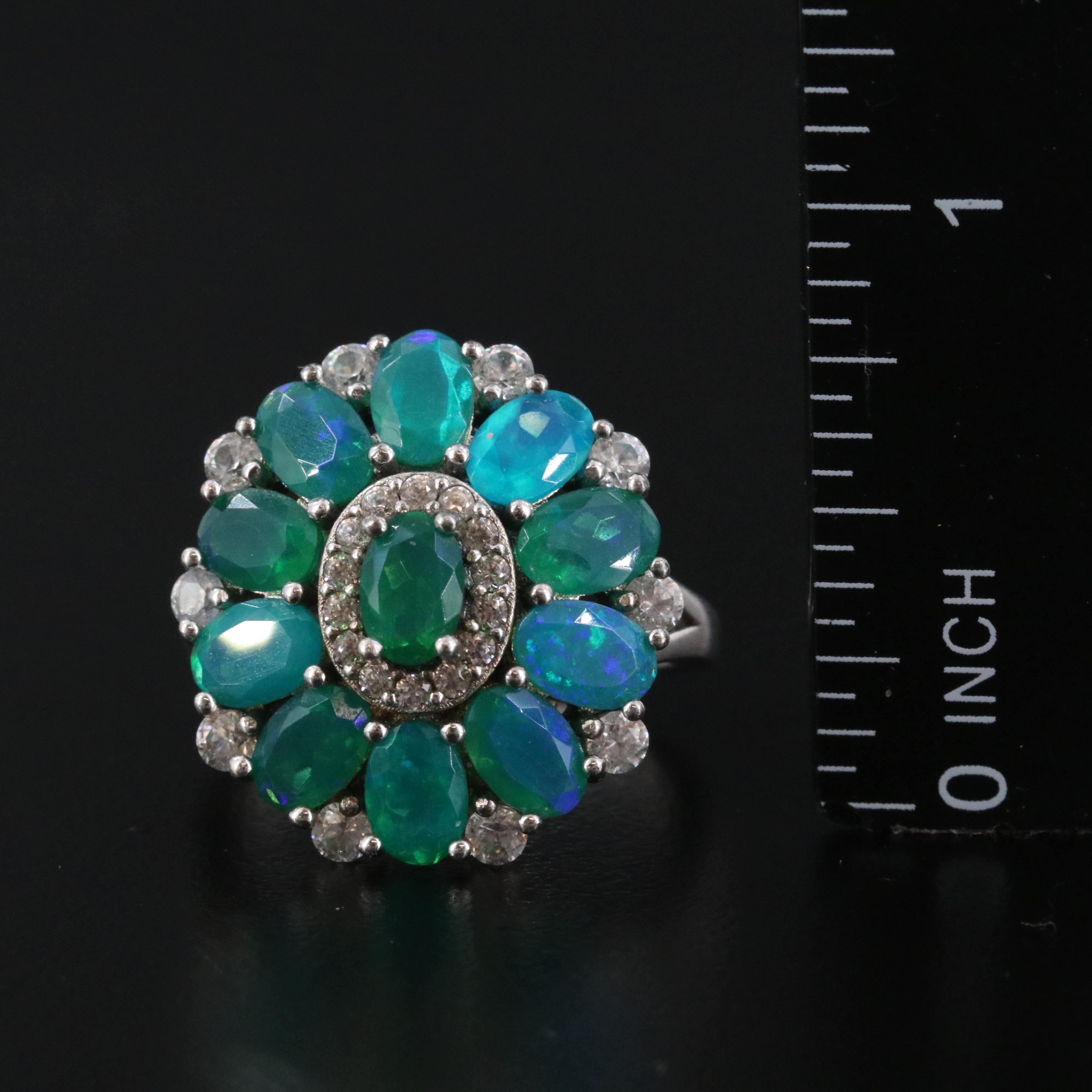 Sterling Ring Trio Featuring Opal, Spinel and White Topaz