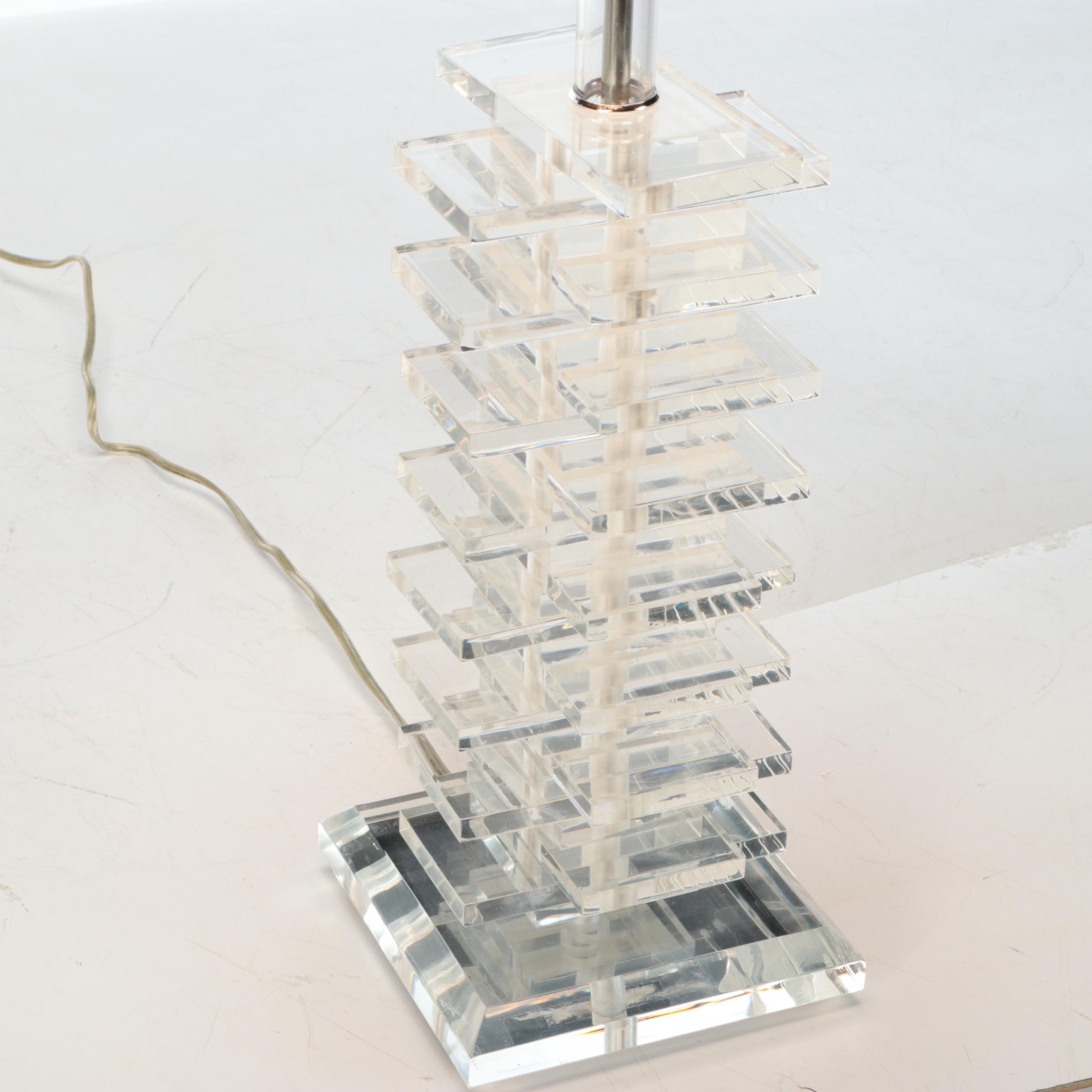 Stacked Acrylic Table Lamp with Uttermost Foil Lined Shade