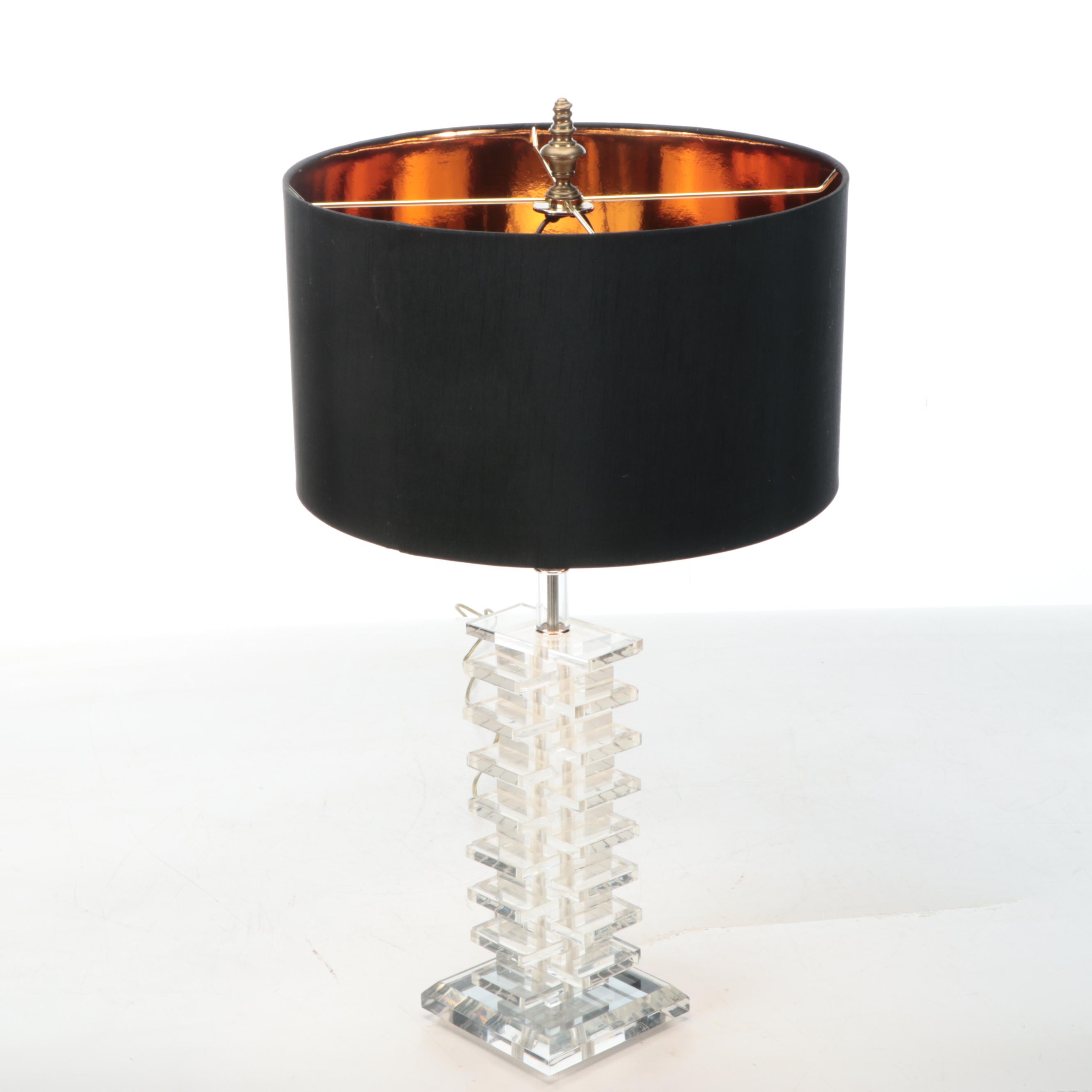 Stacked Acrylic Table Lamp with Uttermost Foil Lined Shade