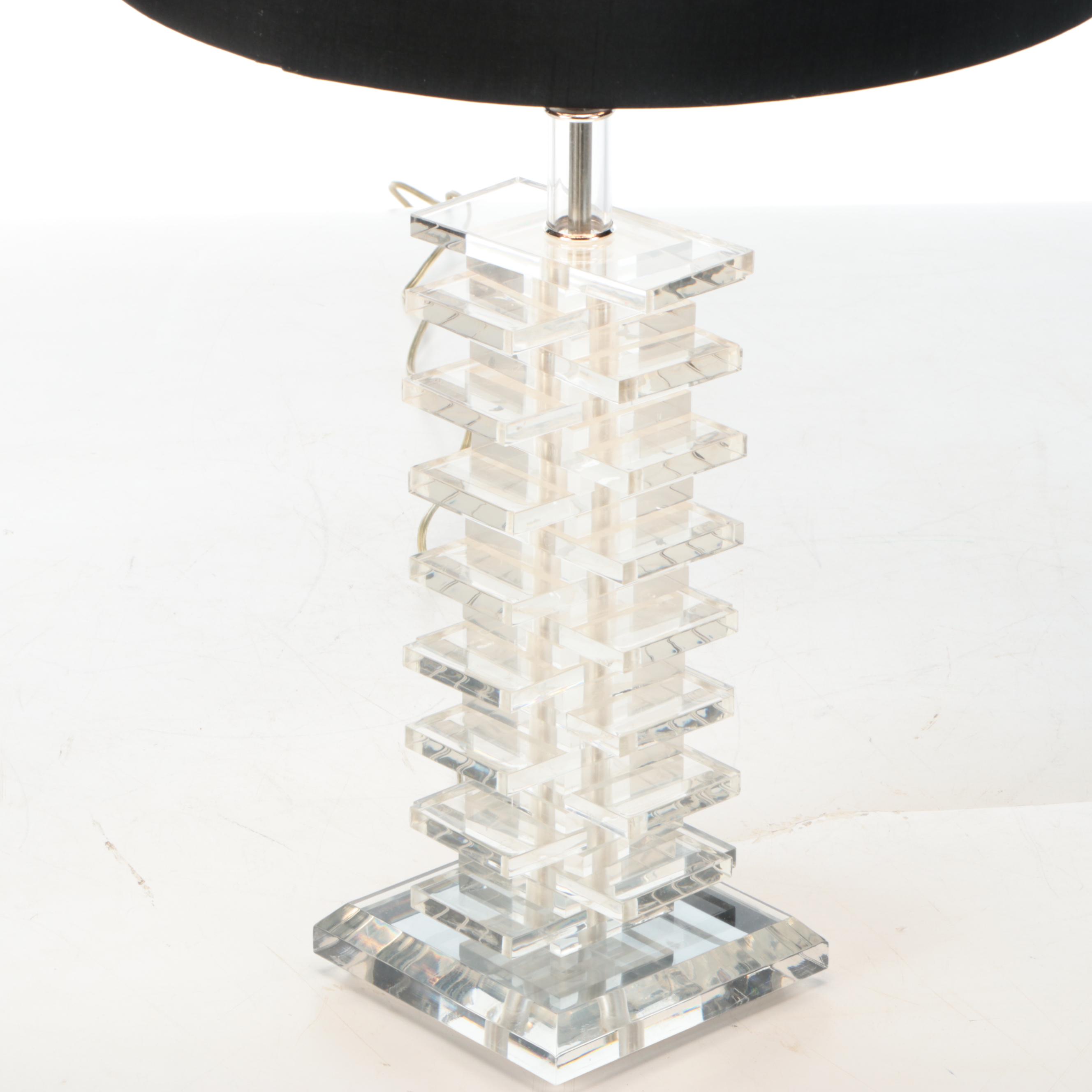 Stacked Acrylic Table Lamp with Uttermost Foil Lined Shade