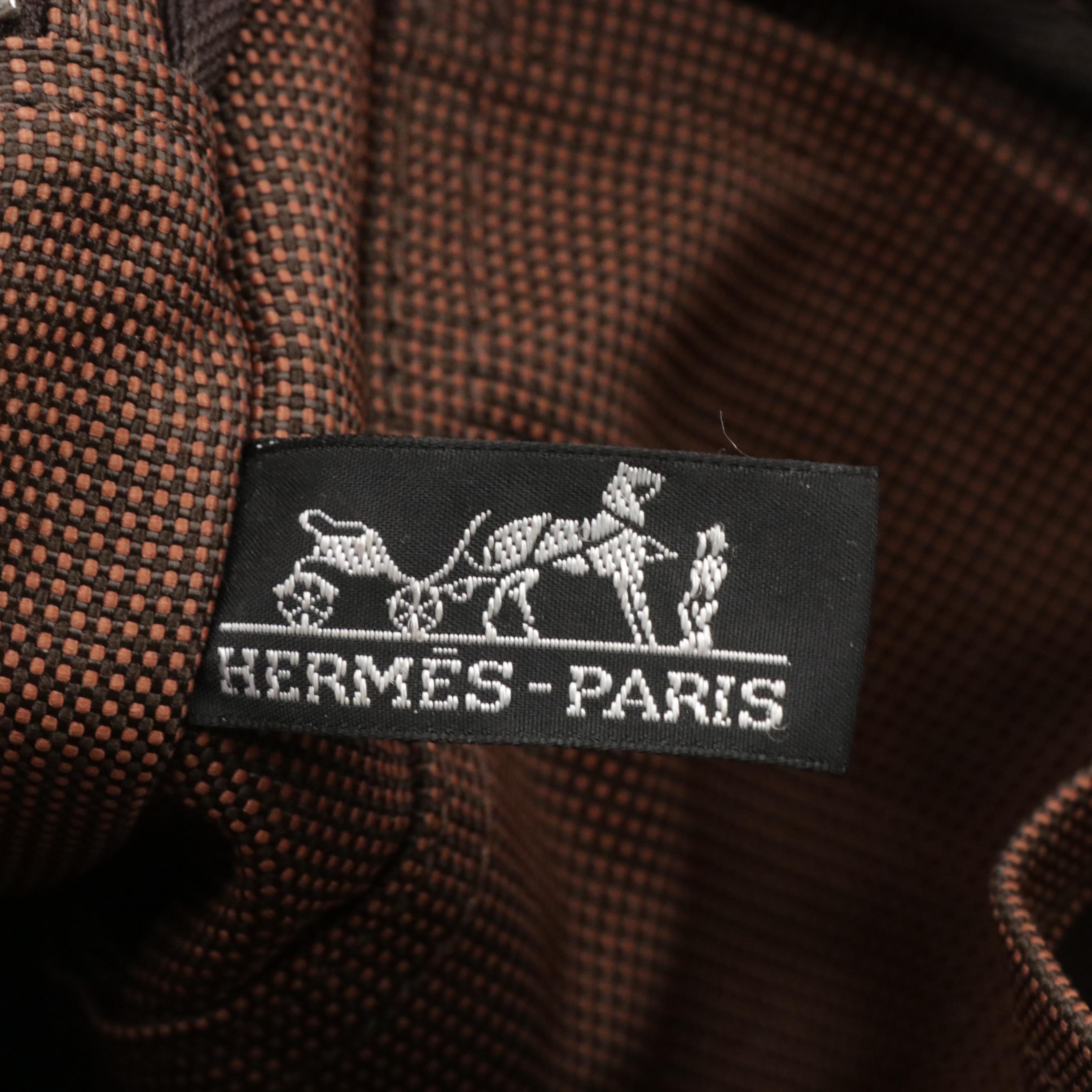 Hermès Toile Canvas Herline Tote PM in Rust/Black
